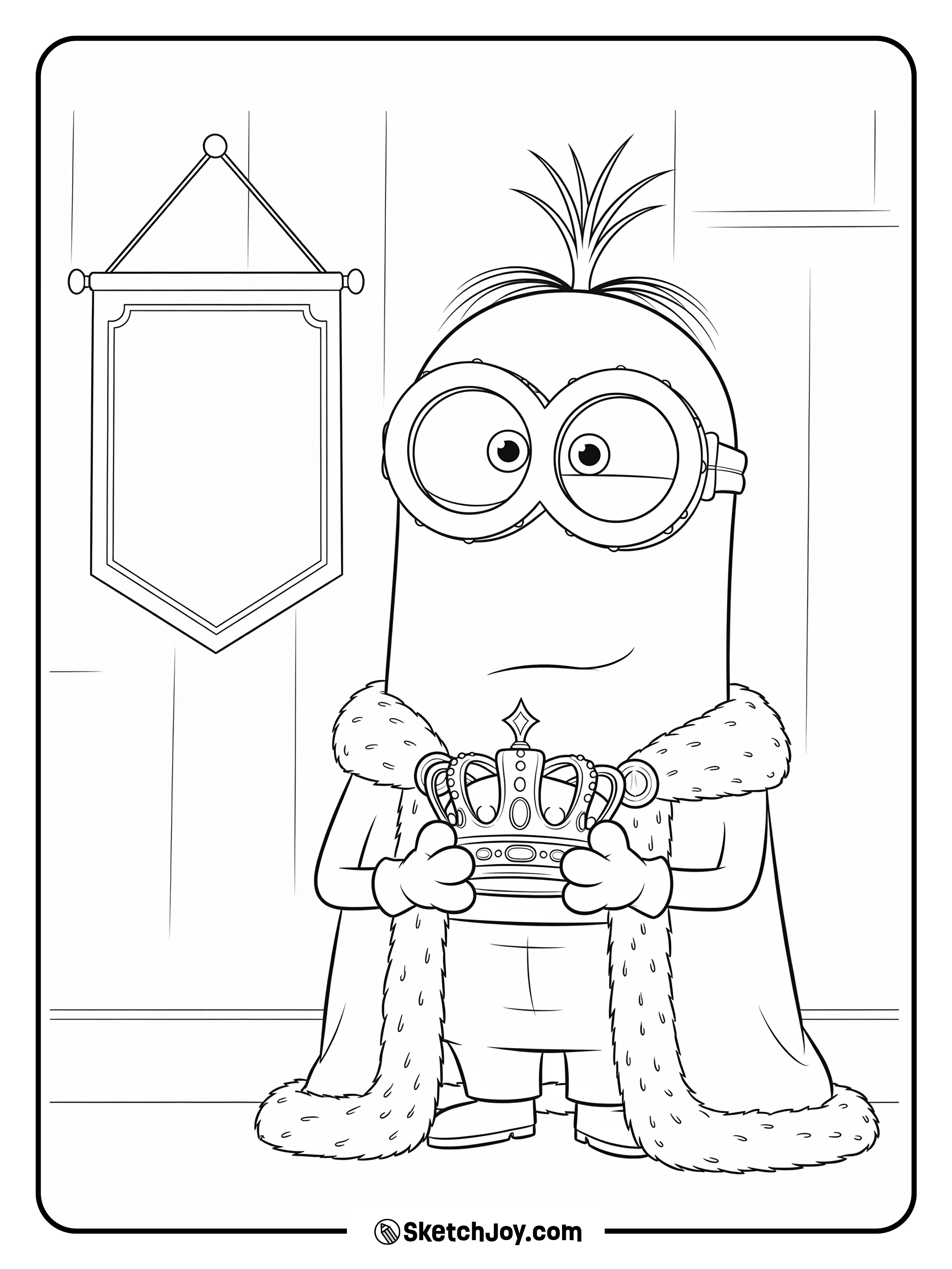 Bob holds a small crown and grins.