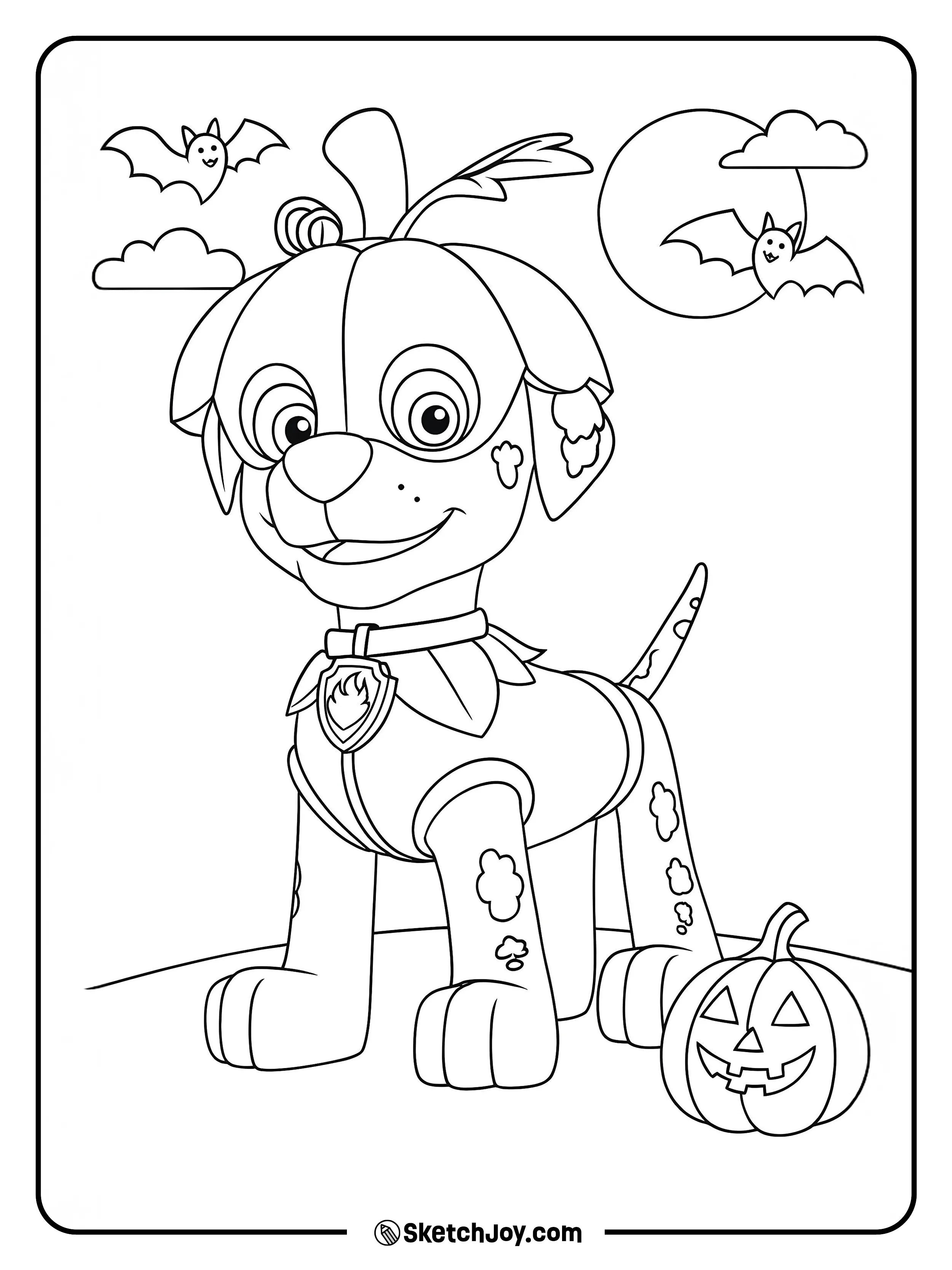 Marshall wears a cute pumpkin hat during a Halloween evening.
