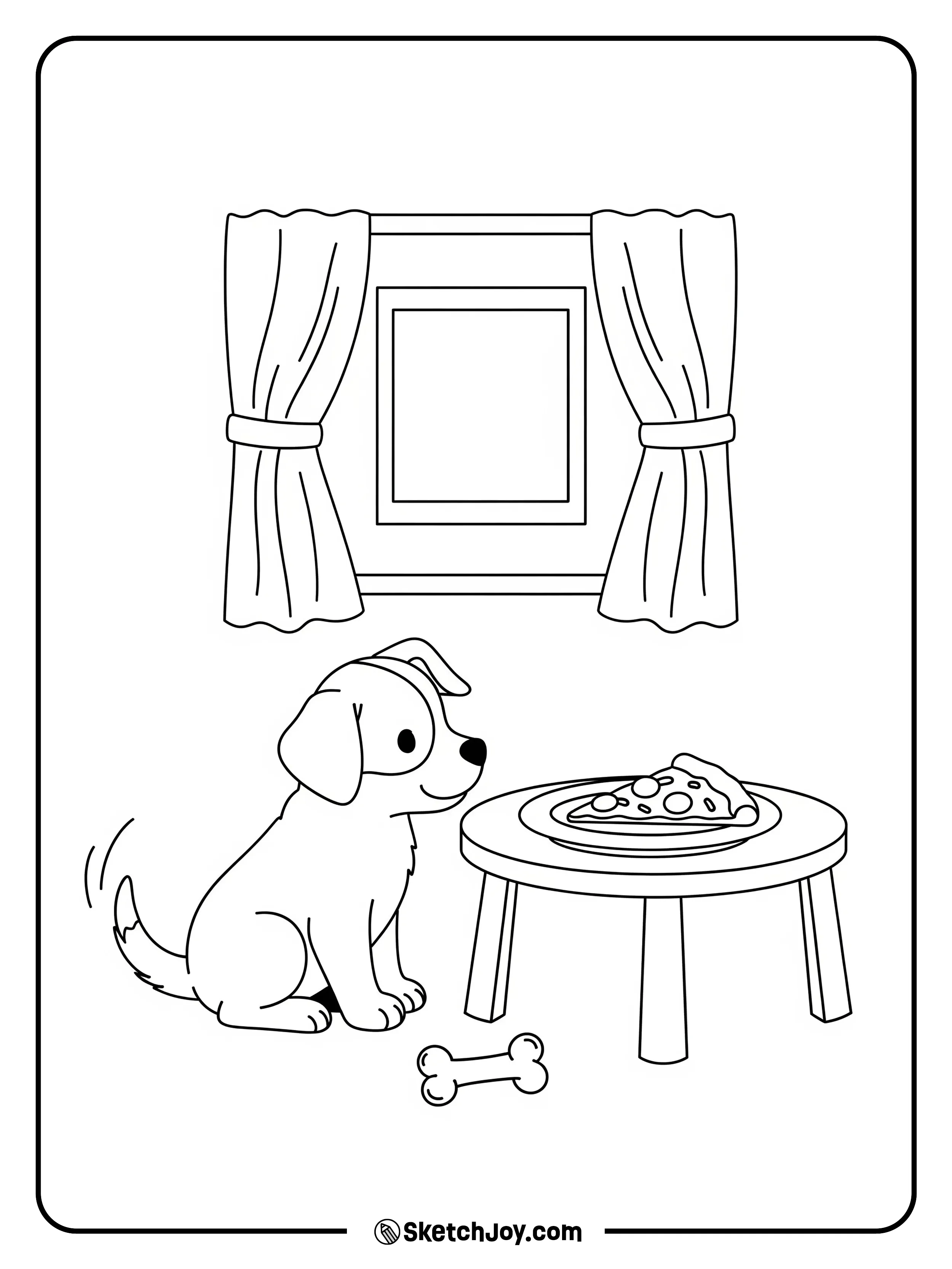 A small dog looks up at a slice on a plate.