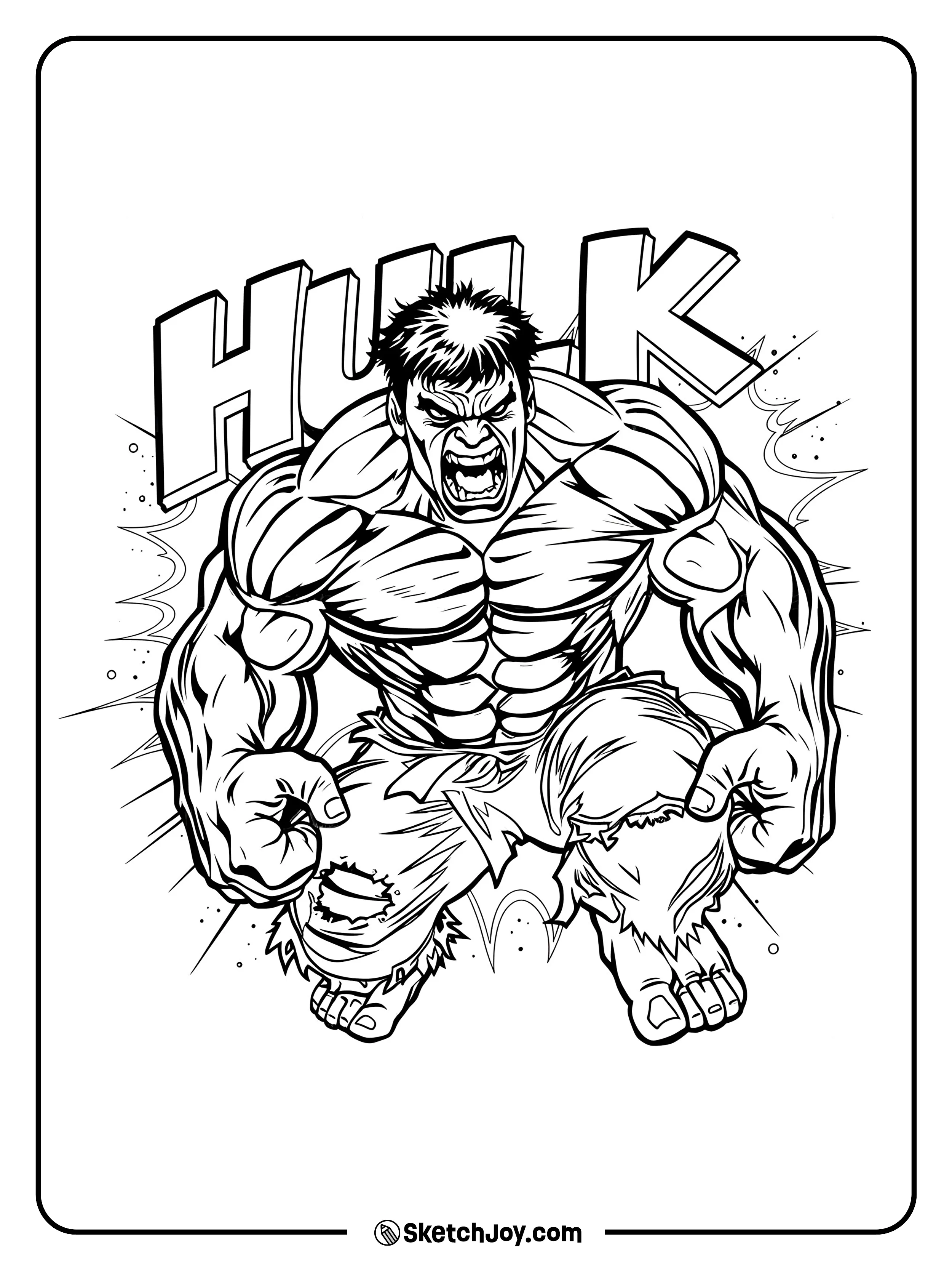 Hulk crouches low and yells.