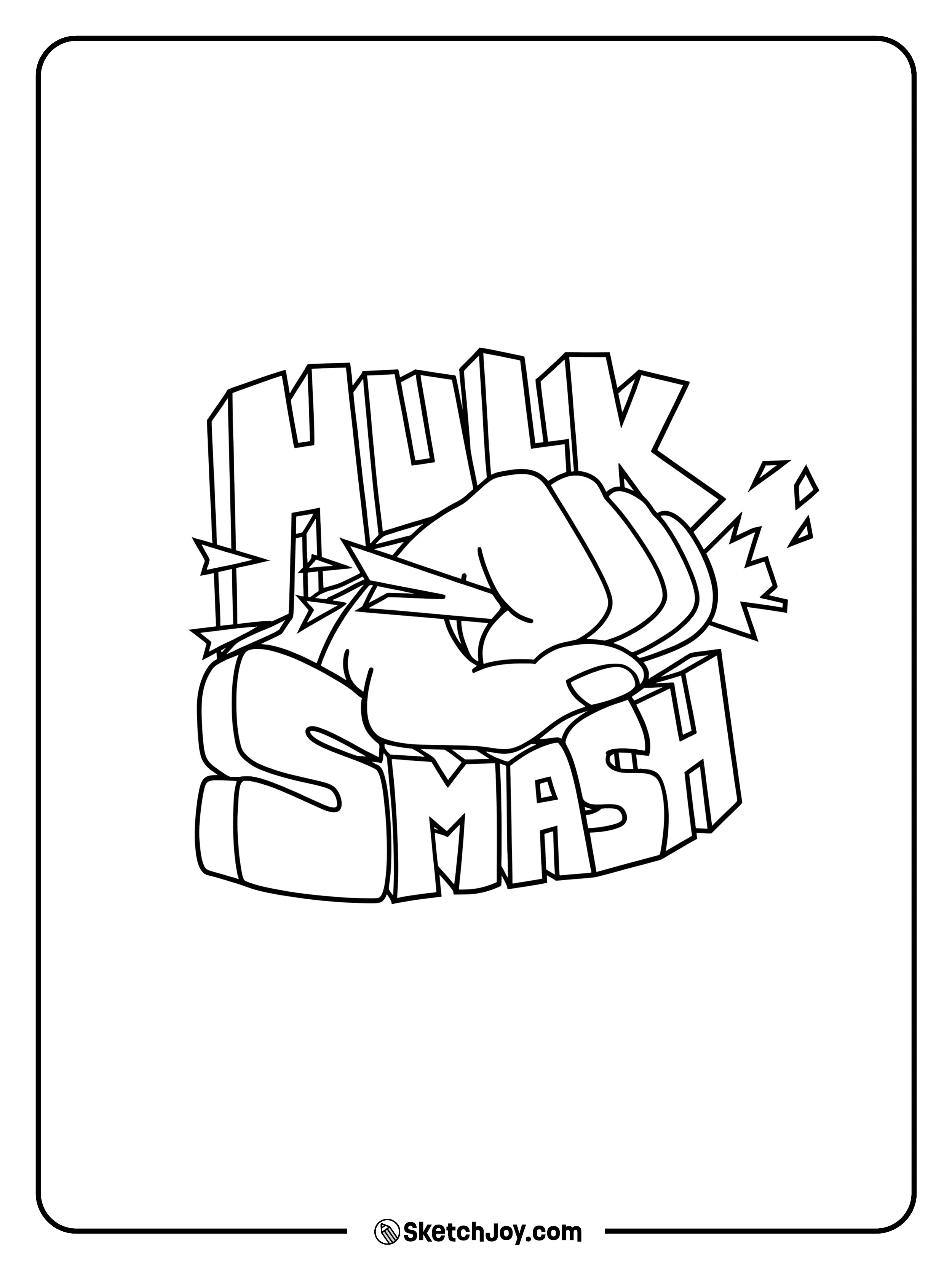 A powerful fist hits through the words HULK SMASH.
