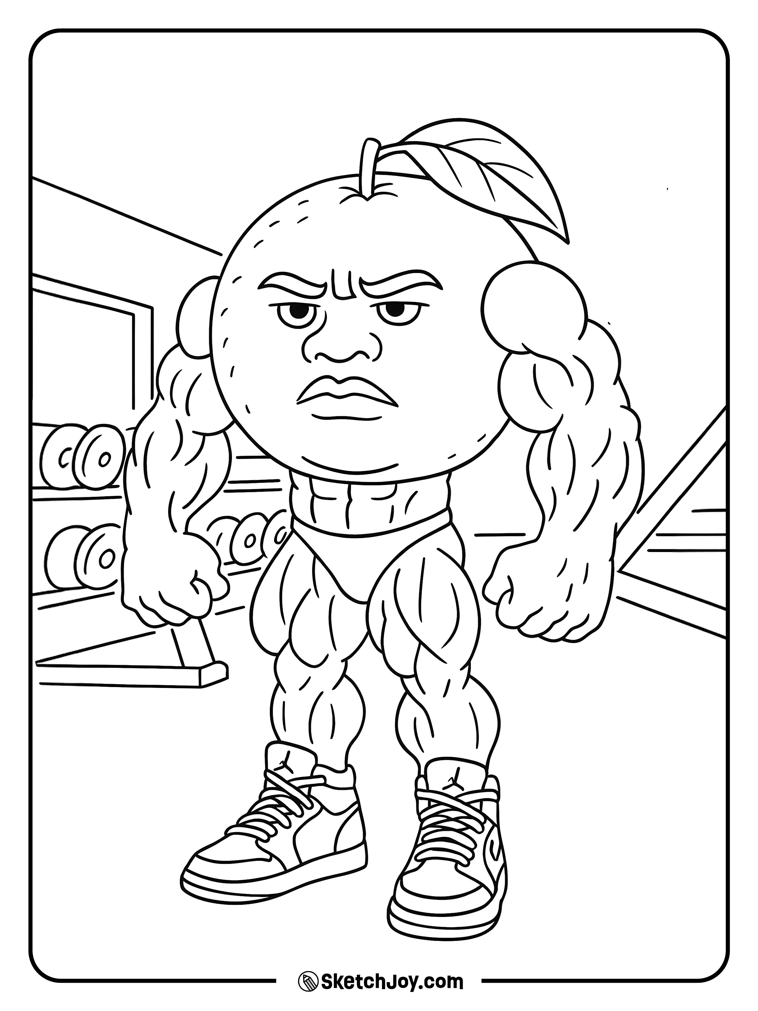 Udin Din Din Dun standing tough at the gym in sneakers.
