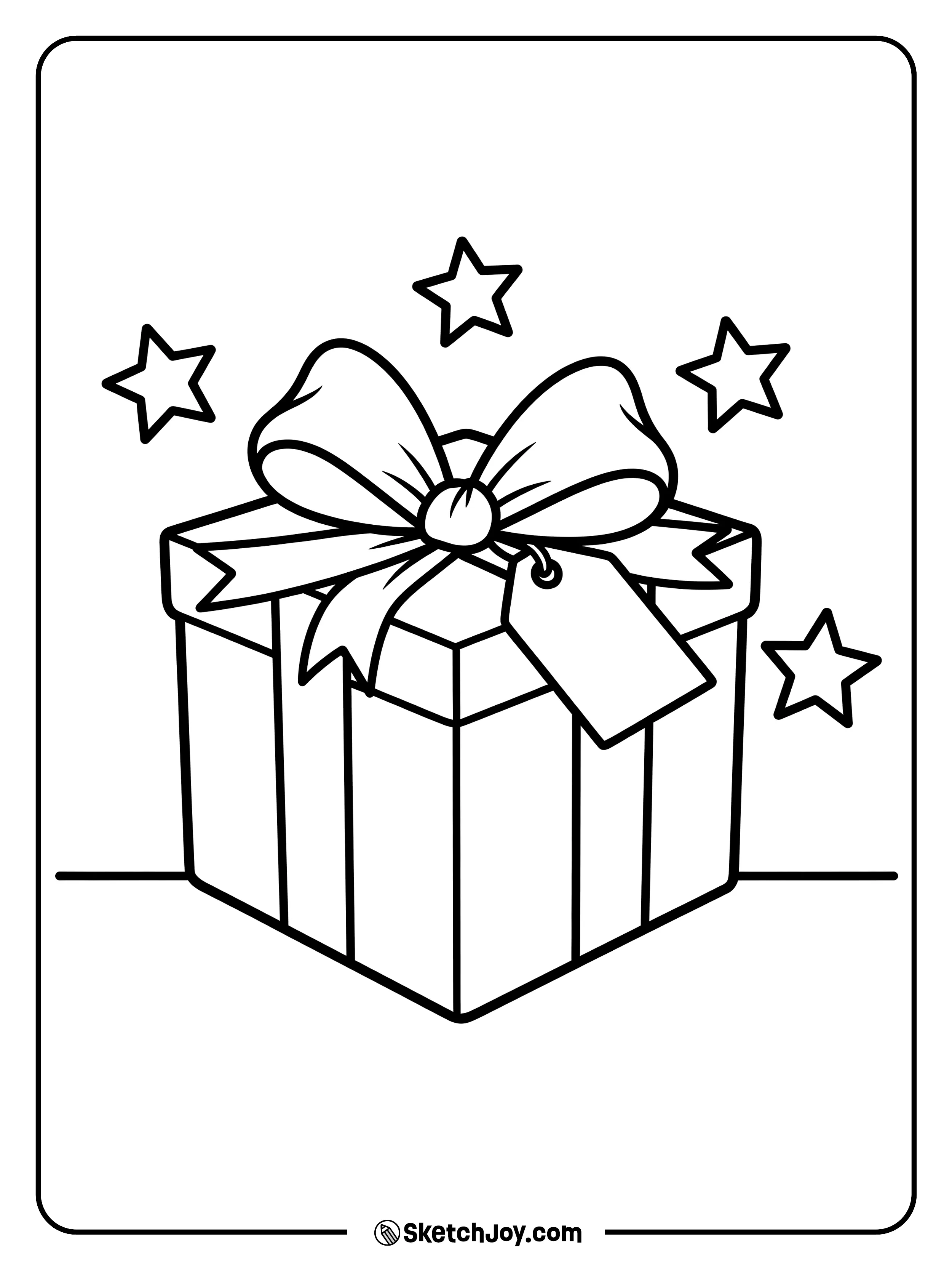 One square gift with an extra large bow.