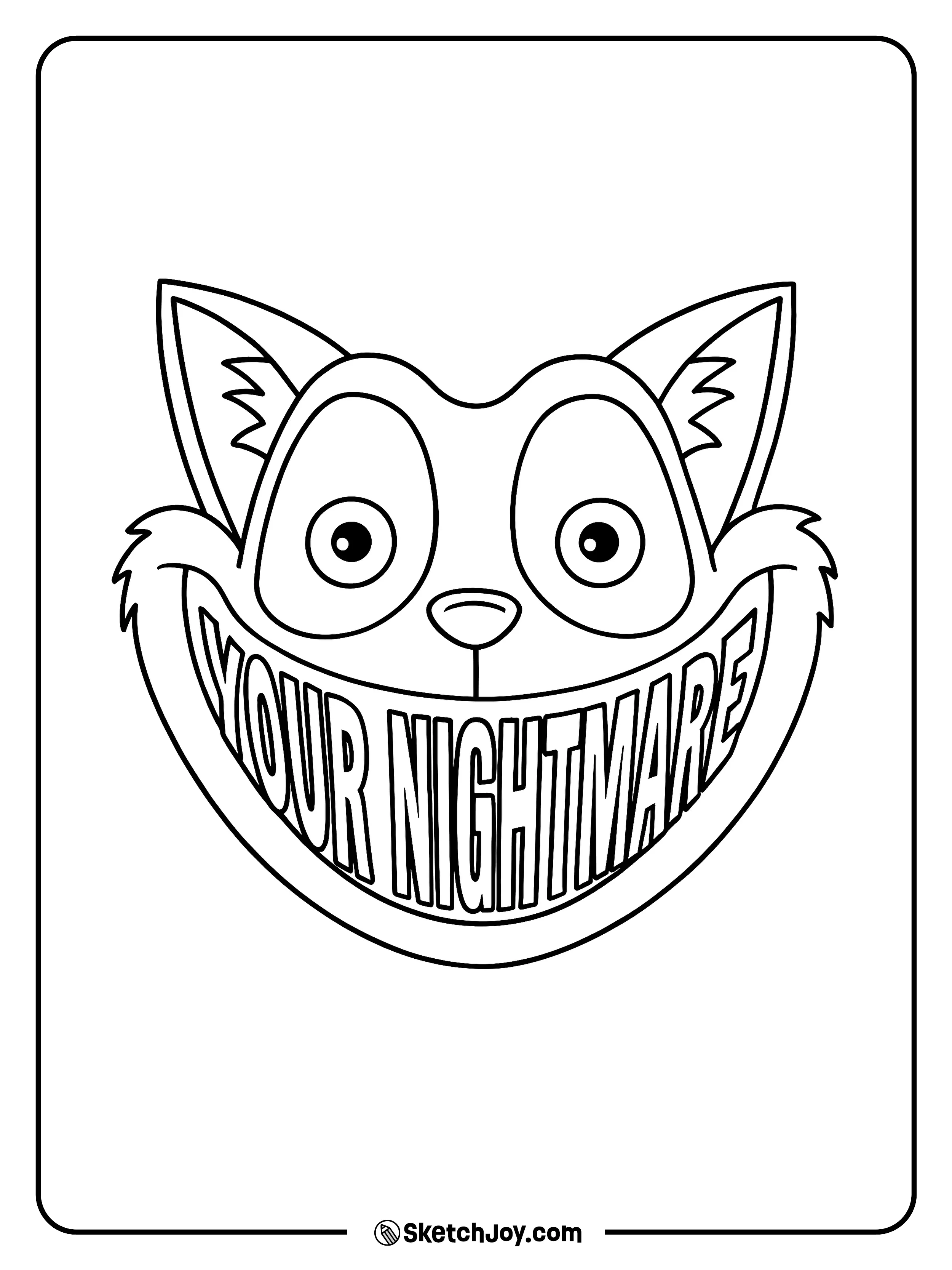CatNap shows a wide creepy smile with the words YOUR NIGHTMARE across his teeth.