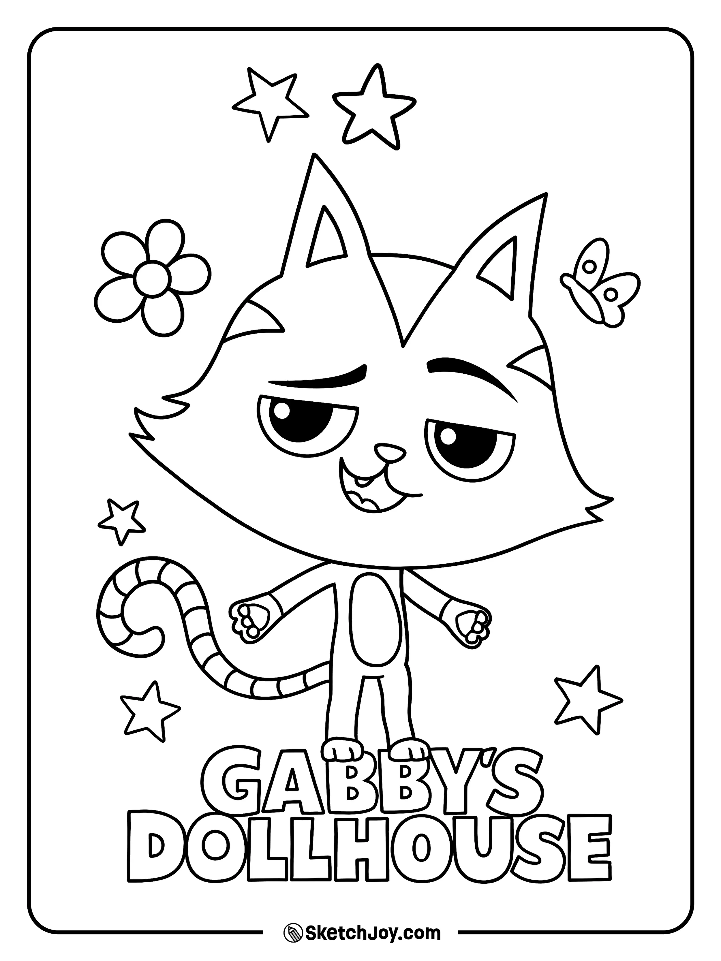 CatRat gives a cheeky smile with stars and a tiny butterfly around him.