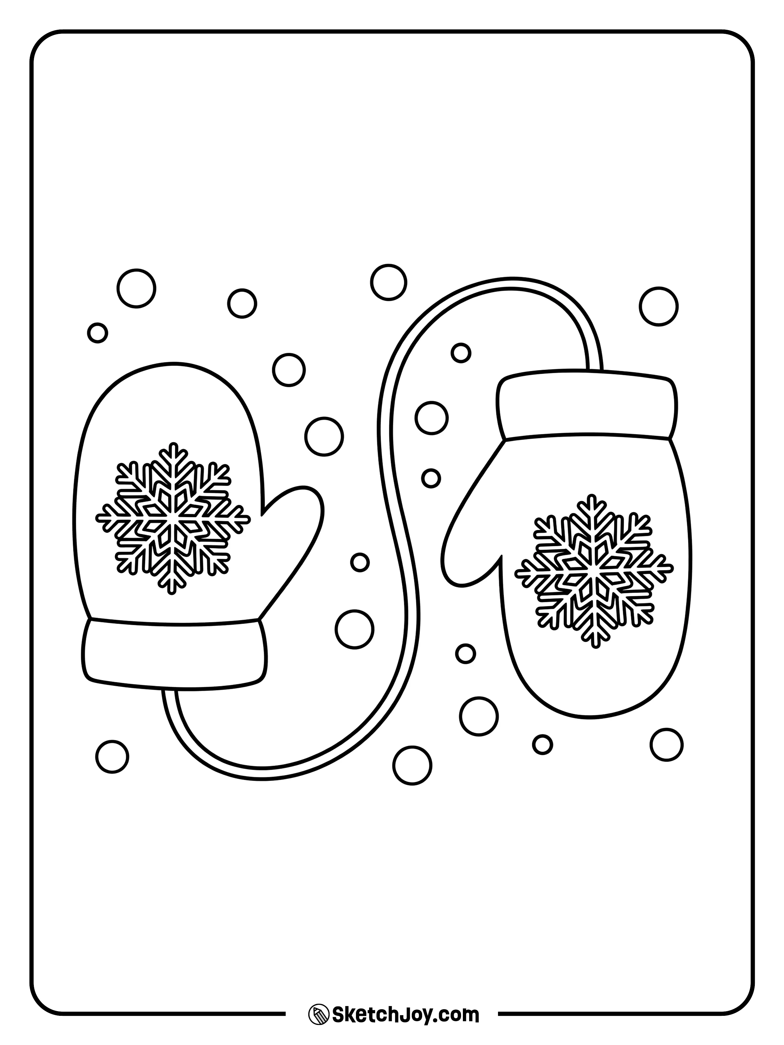 A pair of mittens with a simple snowflake print.