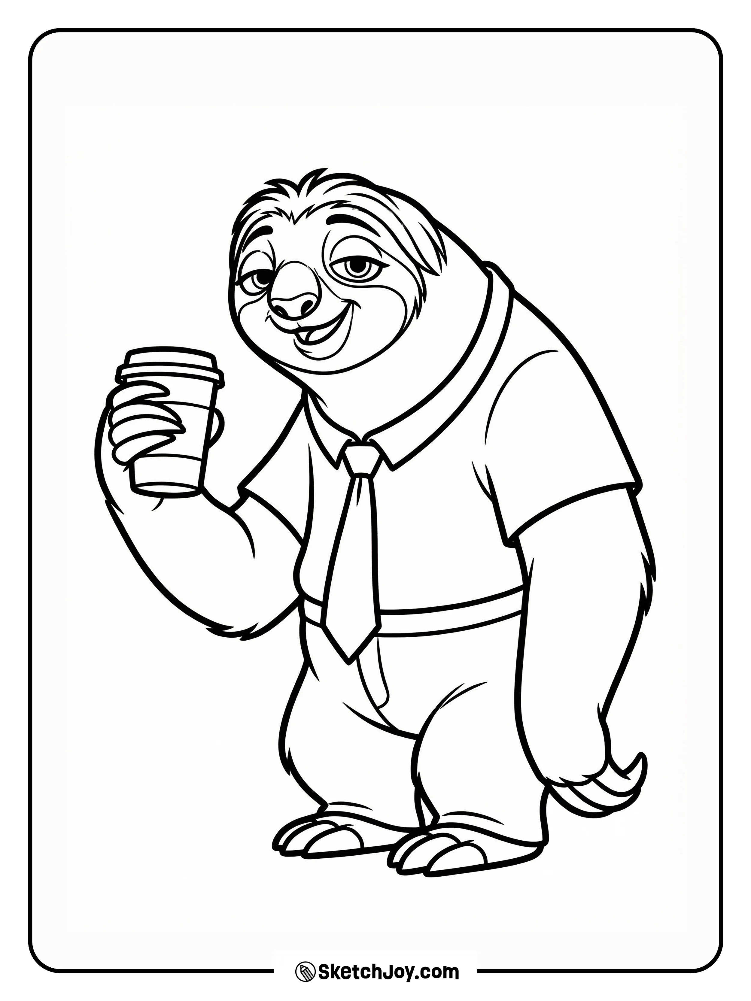 Flash stands still with his coffee cup lifted, giving a slow happy smile.