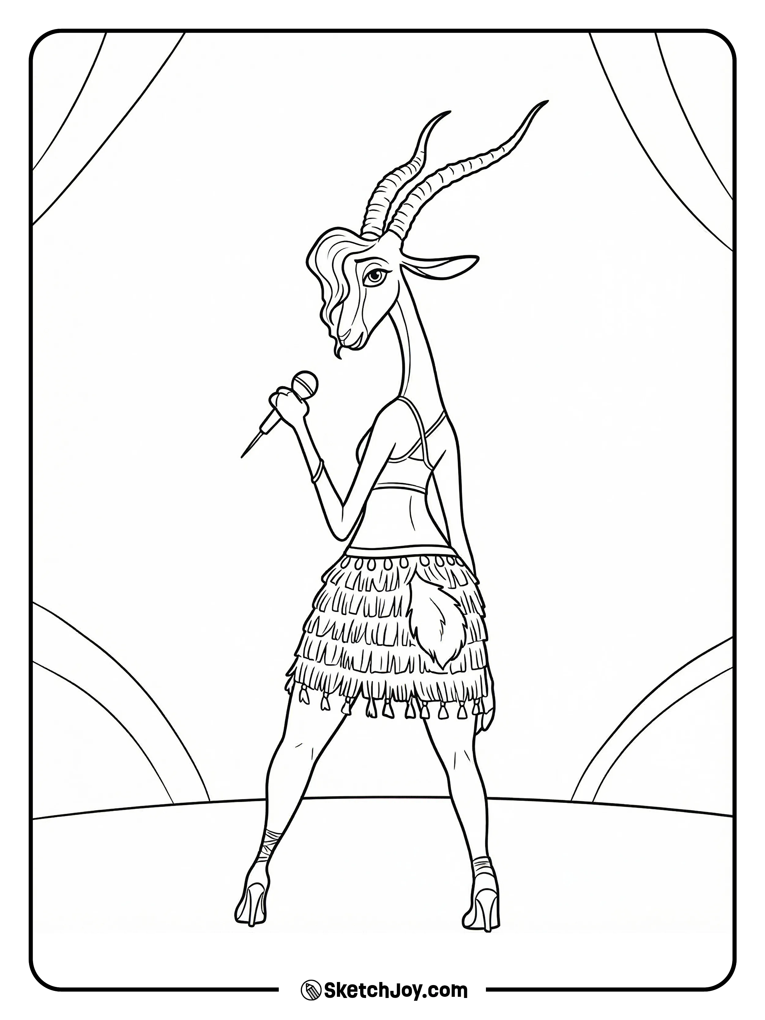 Gazelle stands on stage with her mic, ready to sing in front of her fans.