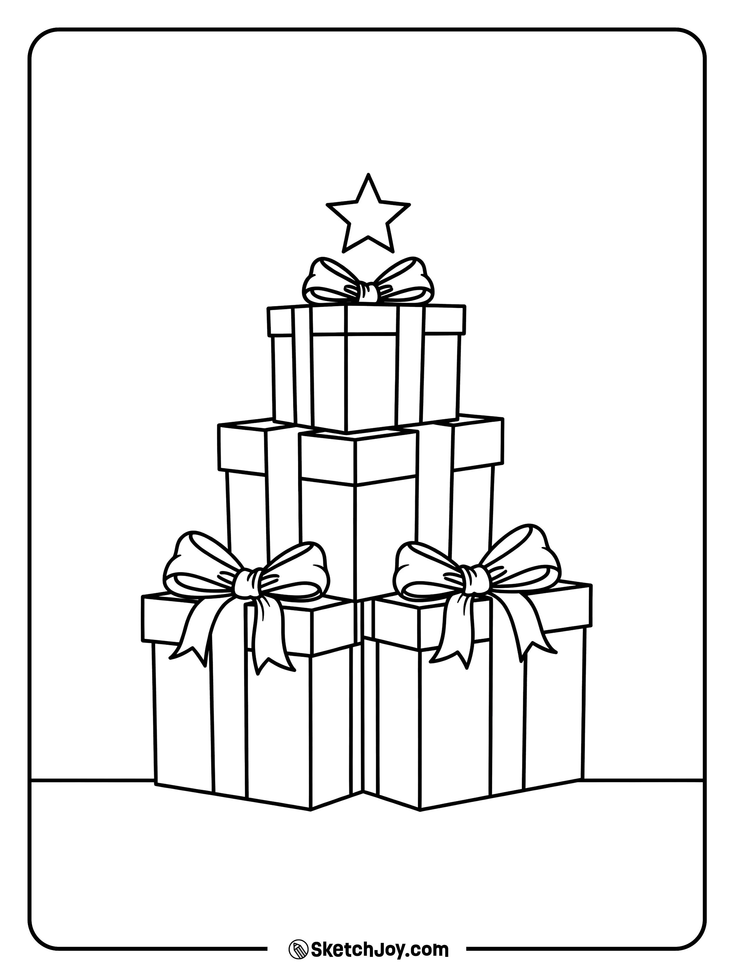 A stack of gift boxes with big bows.