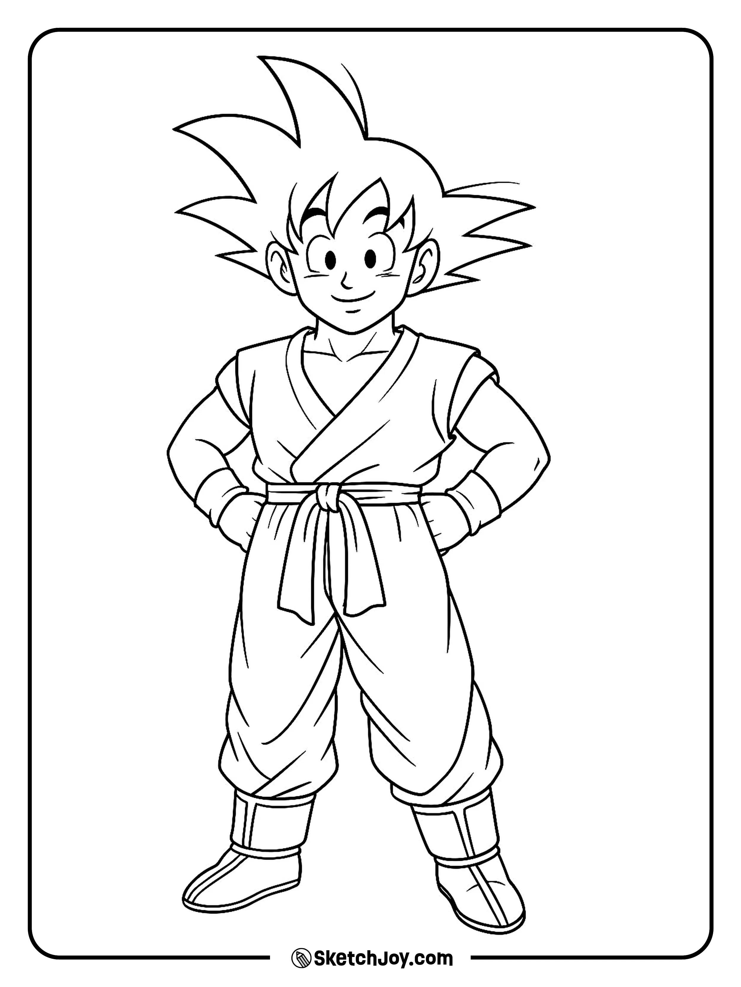 Goku looks at the sky from a cliff with a calm stance.