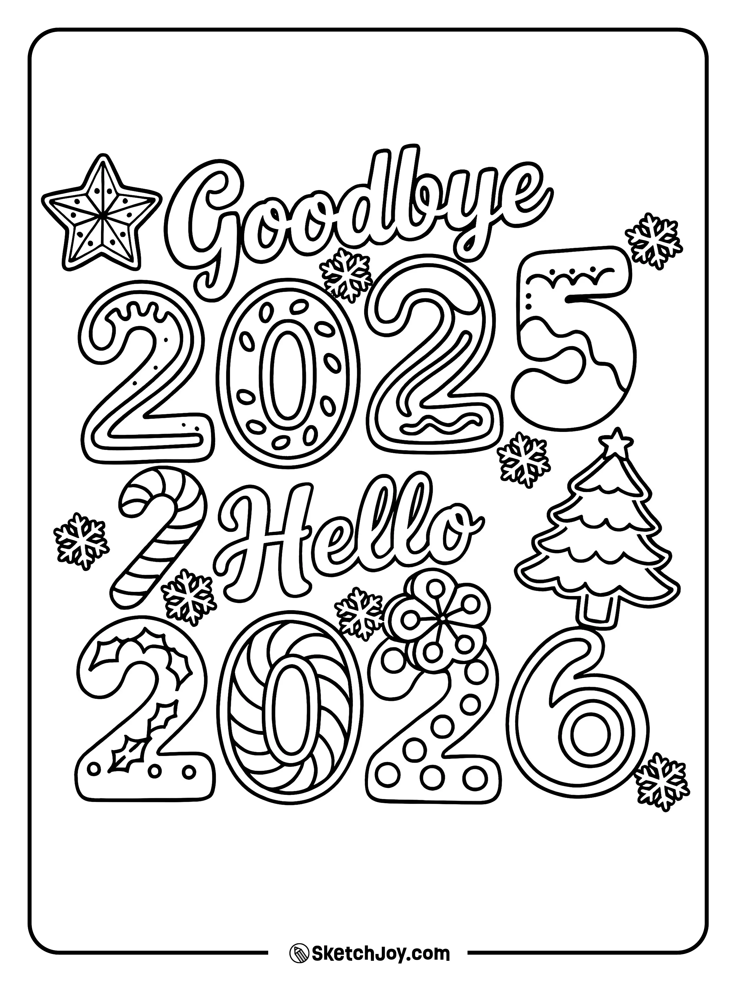 Big playful numbers say goodbye to 2025 and hello to 2026.