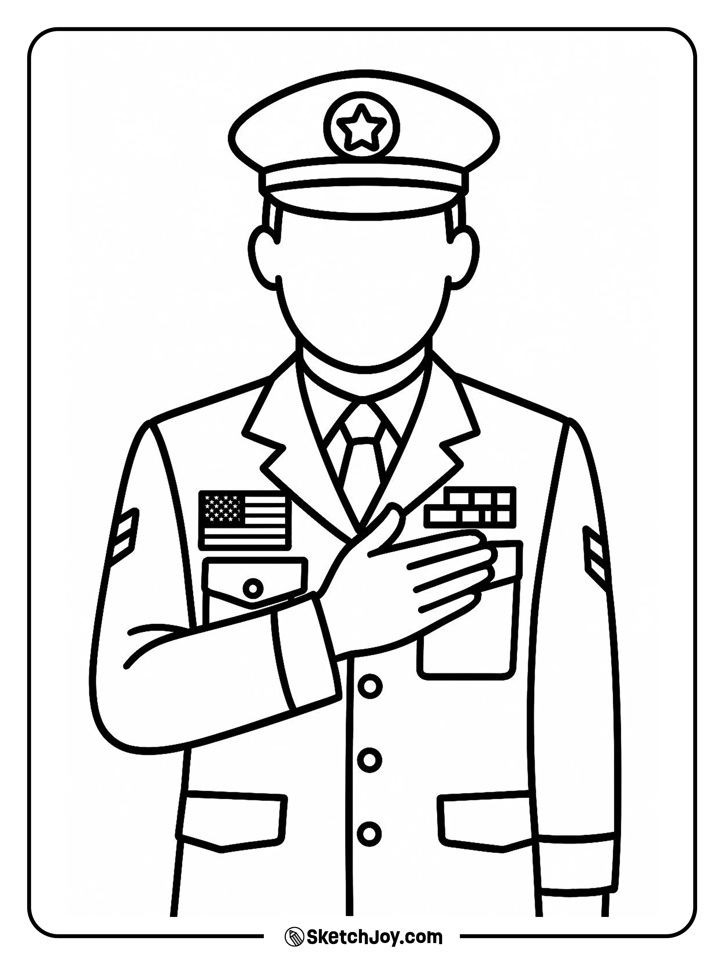 A respectful U.S. pose with hand over heart.