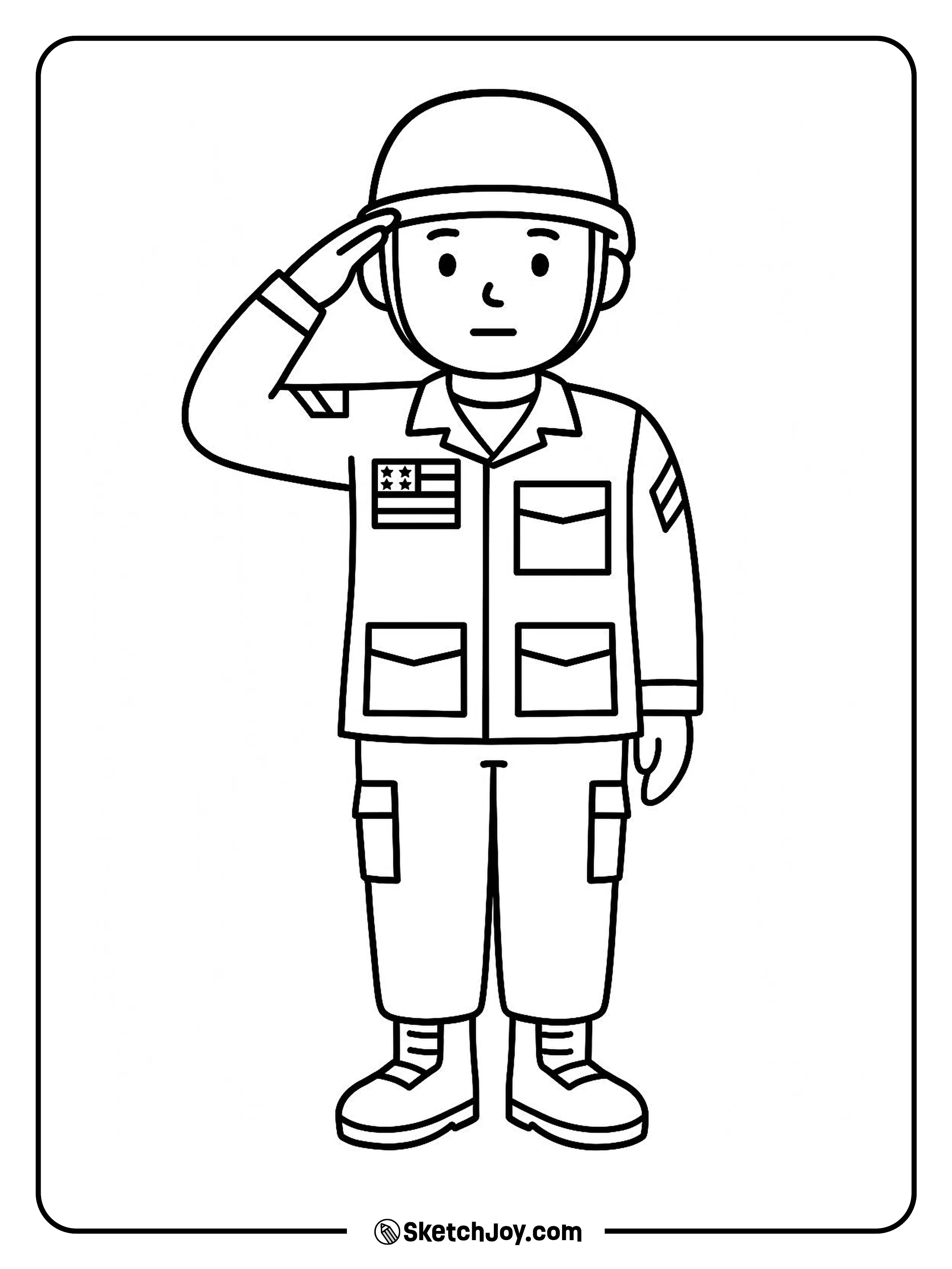 A classic U.S. salute pose stands alone.