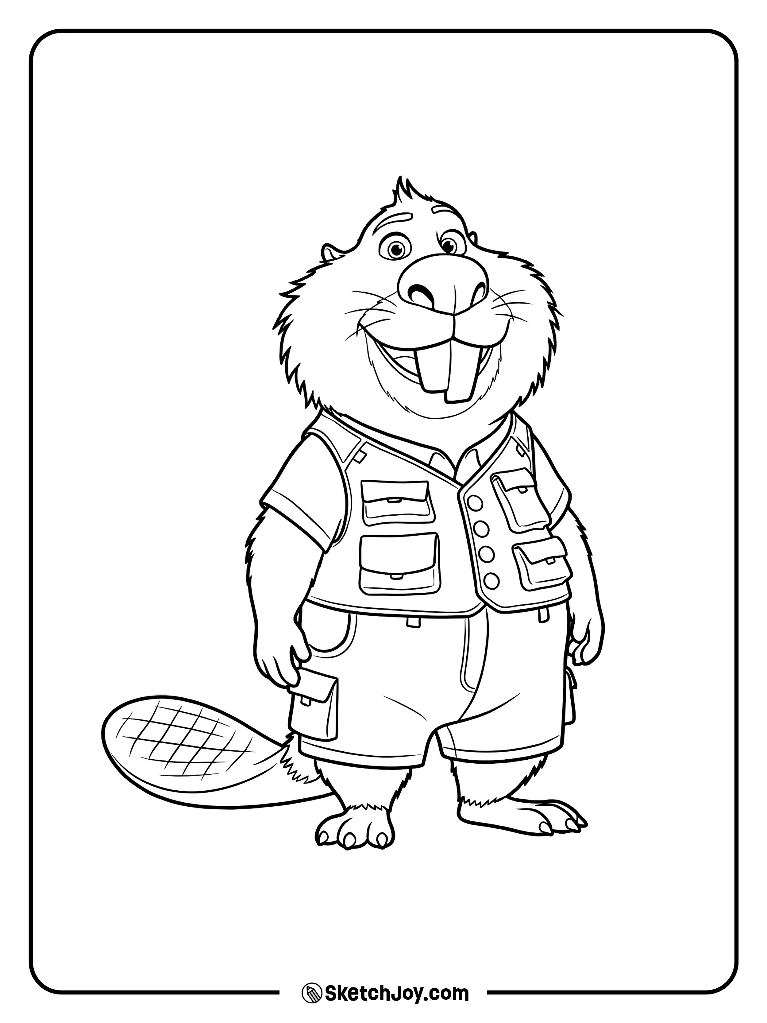 Nibbles Maplestick stands smiling in her work vest and shorts, ready to fix the city.