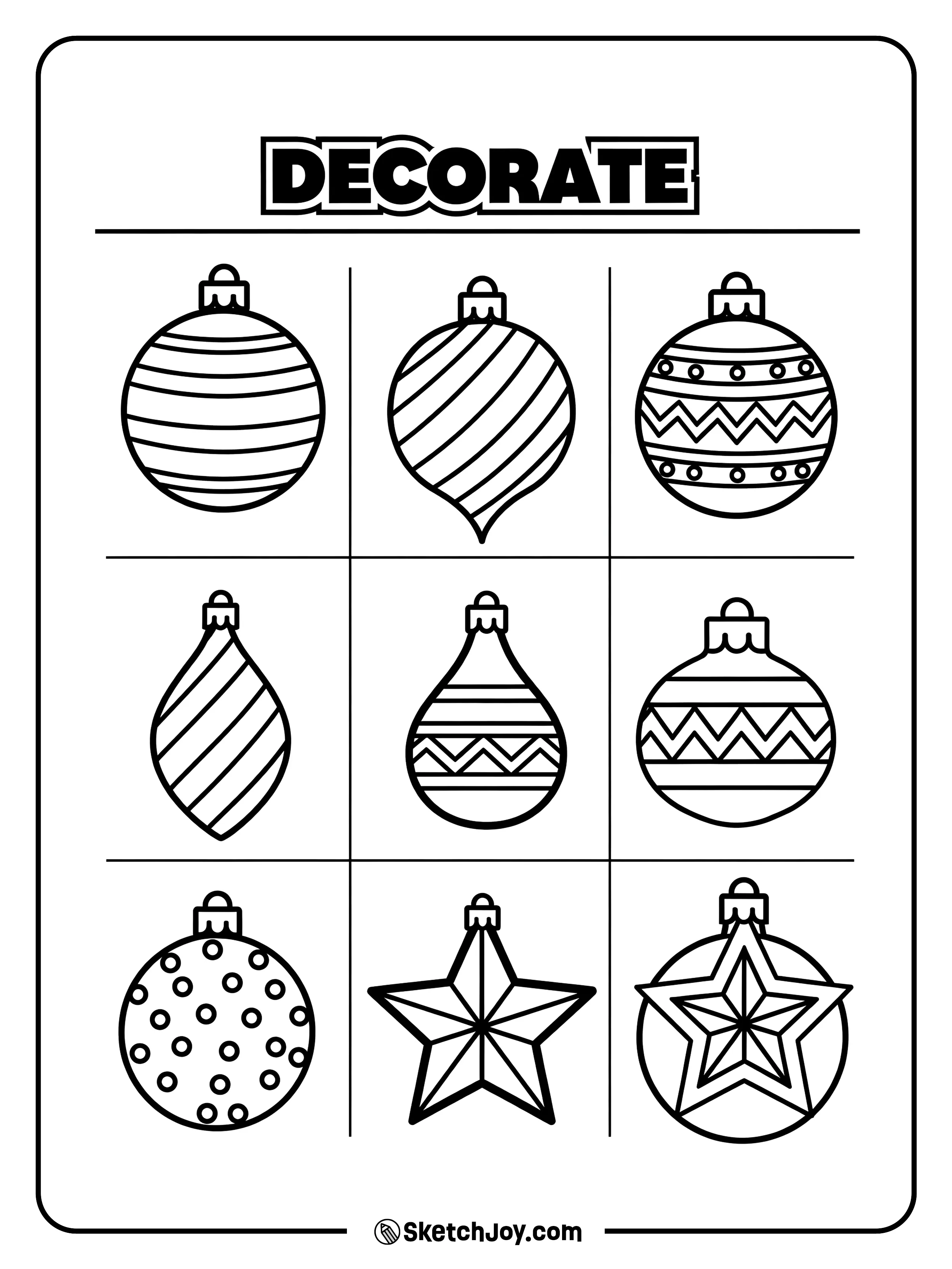 A board of large ornaments with neat line patterns.