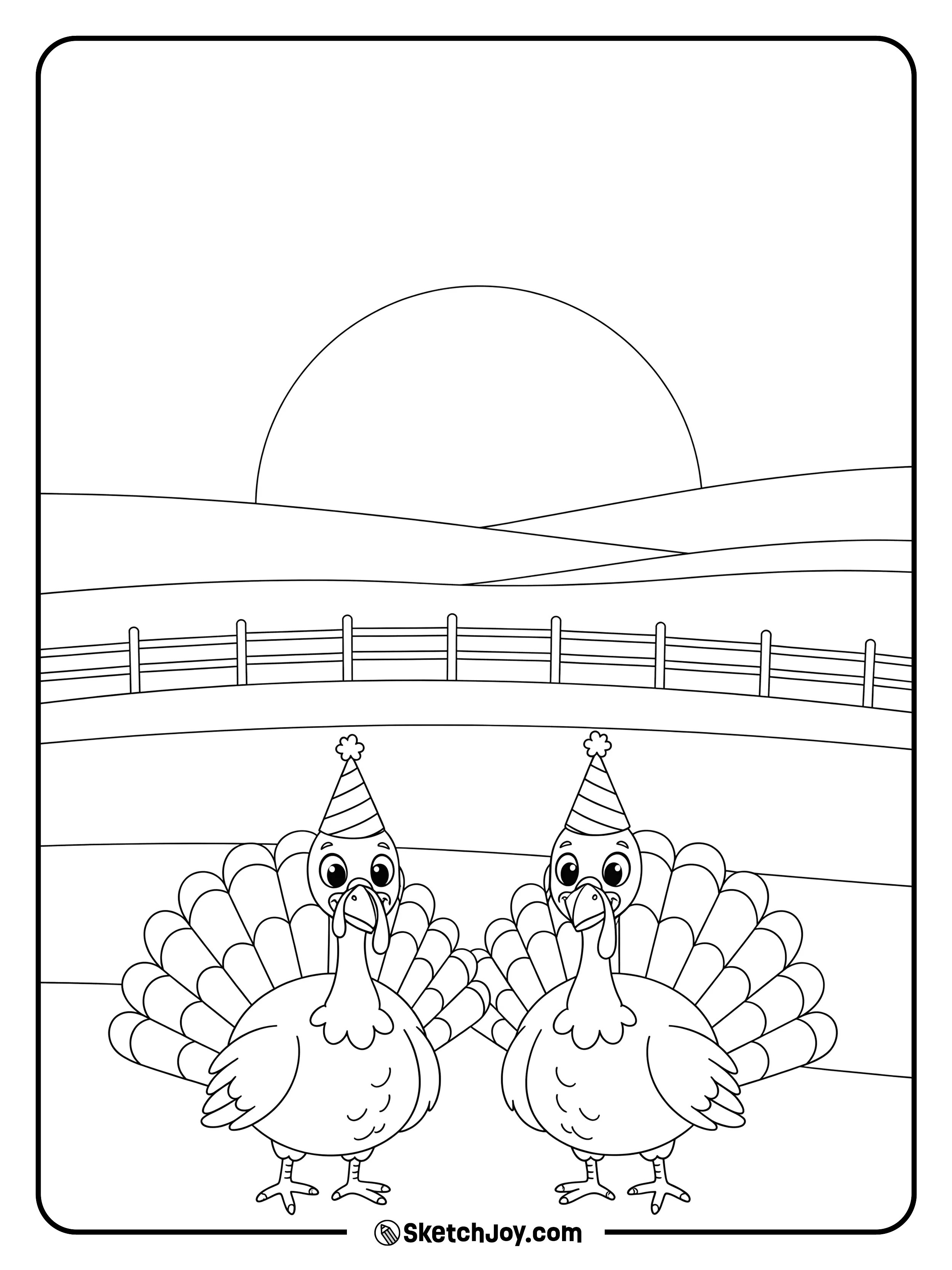 Two turkeys smile and tip their hats.