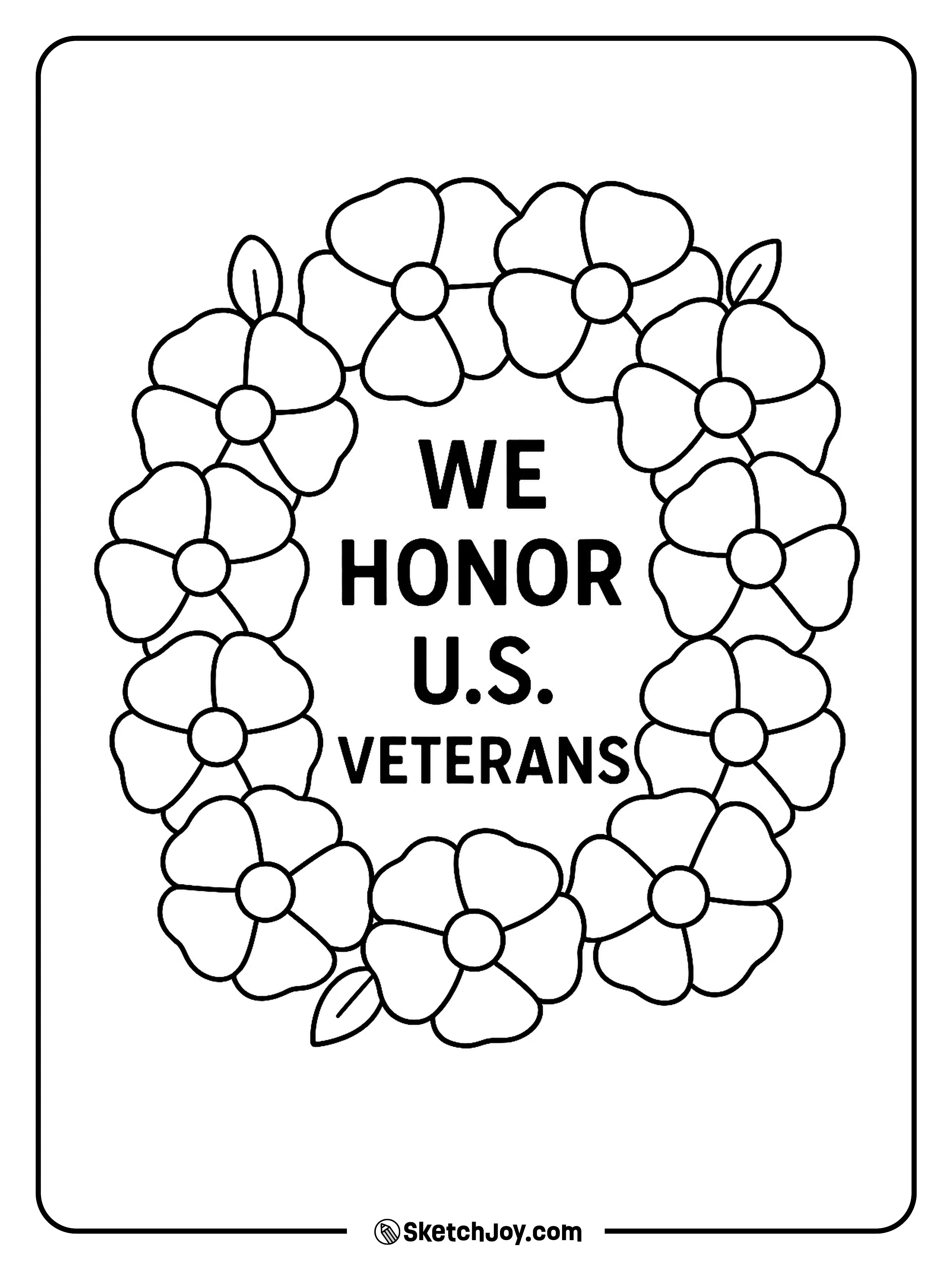 A poppy wreath circles a short thank-you line.