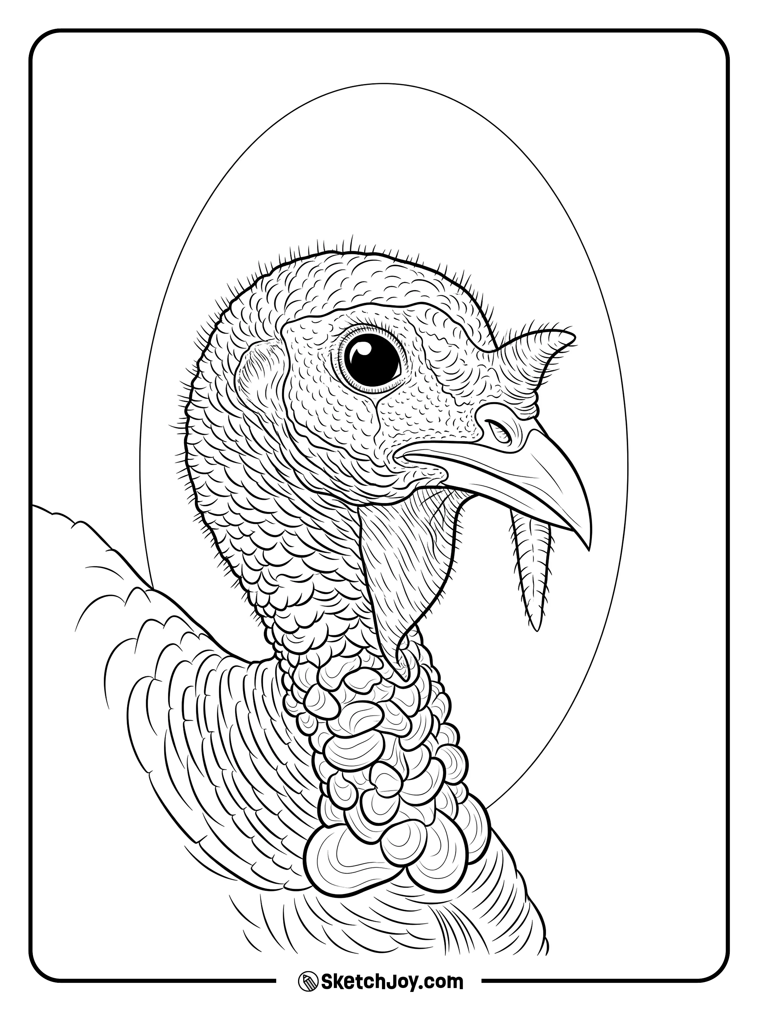A side portrait shows strong beak and feather layers.