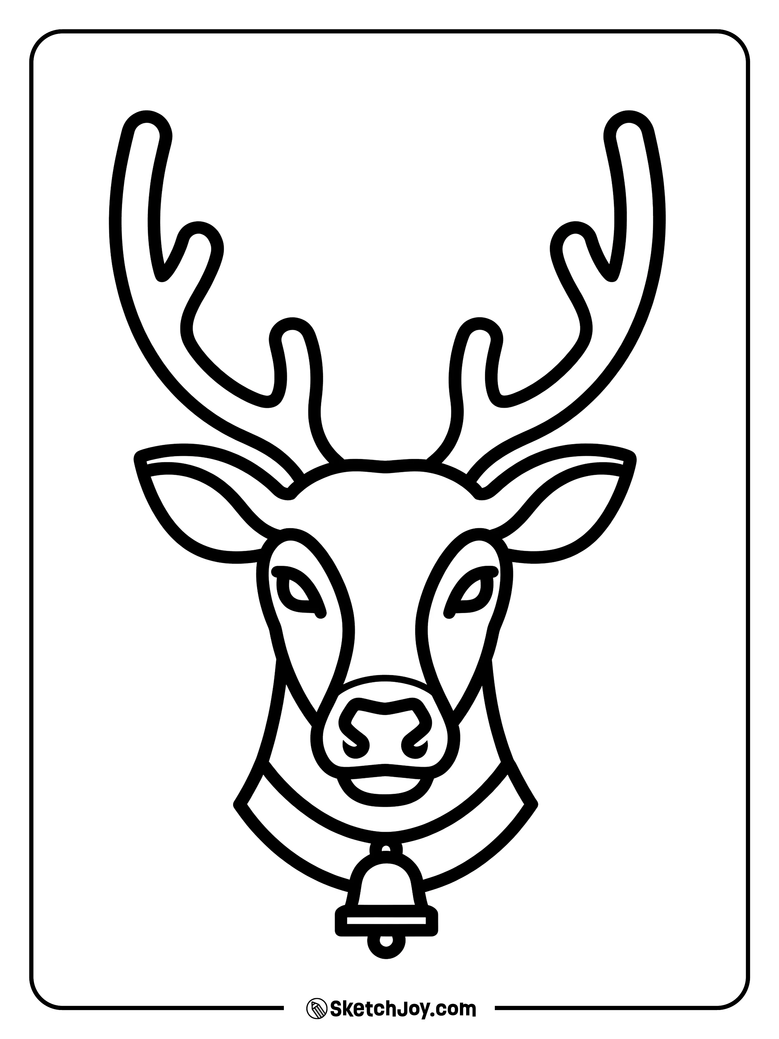 A proud reindeer head with a bell collar.