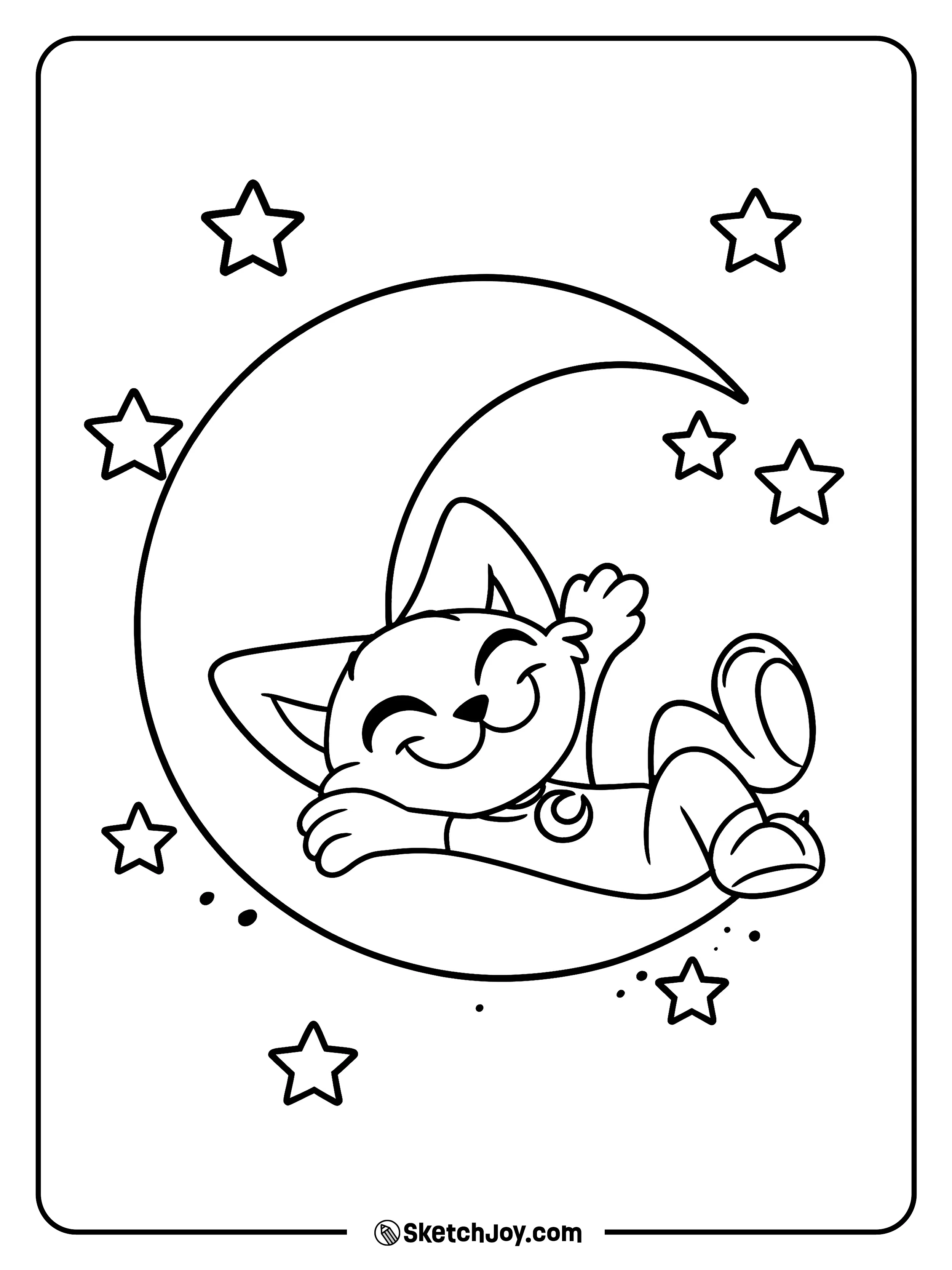 Toy CatNap naps on a crescent moon while small stars shine nearby.