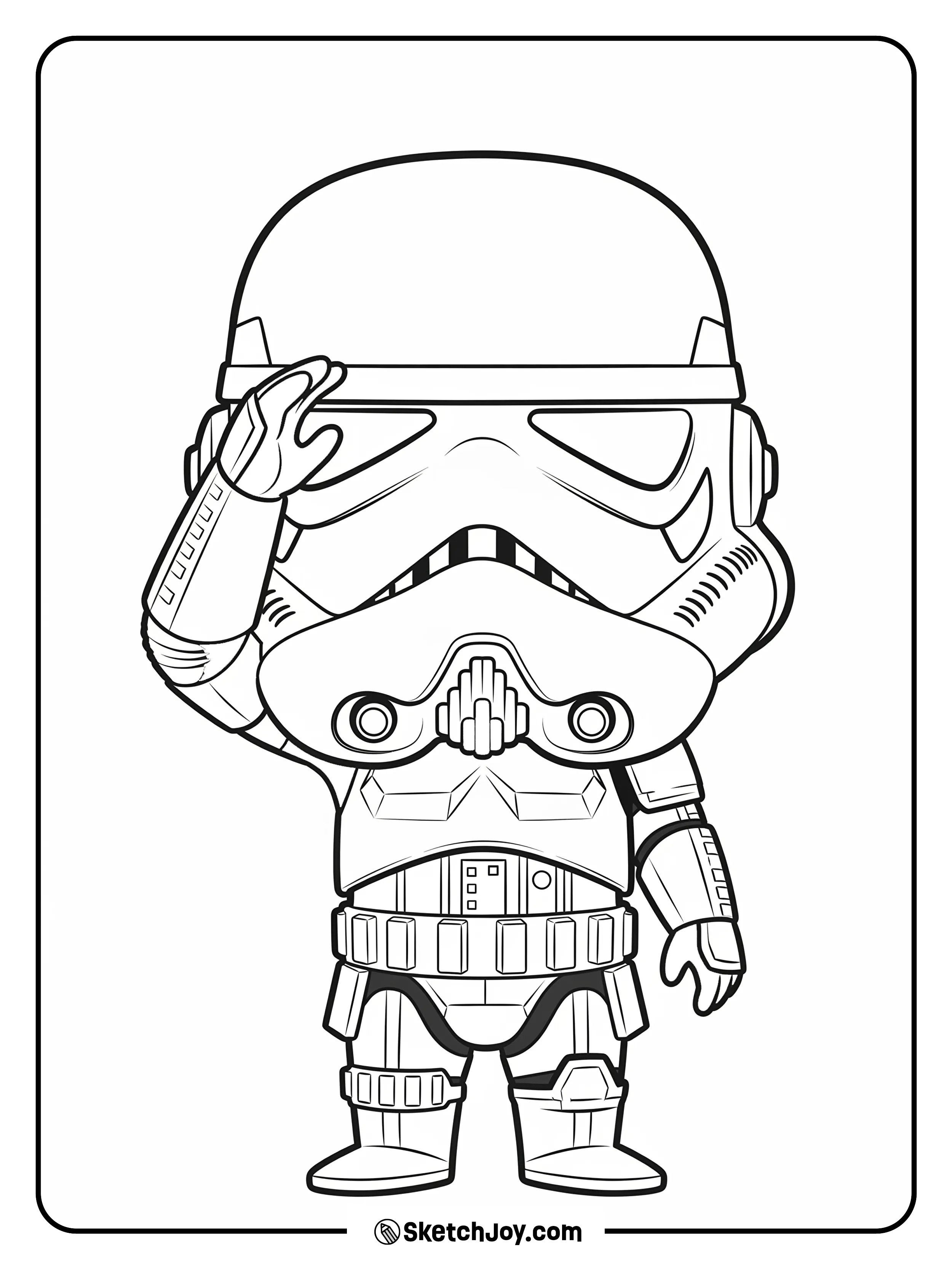 A single trooper stands straight and salutes.