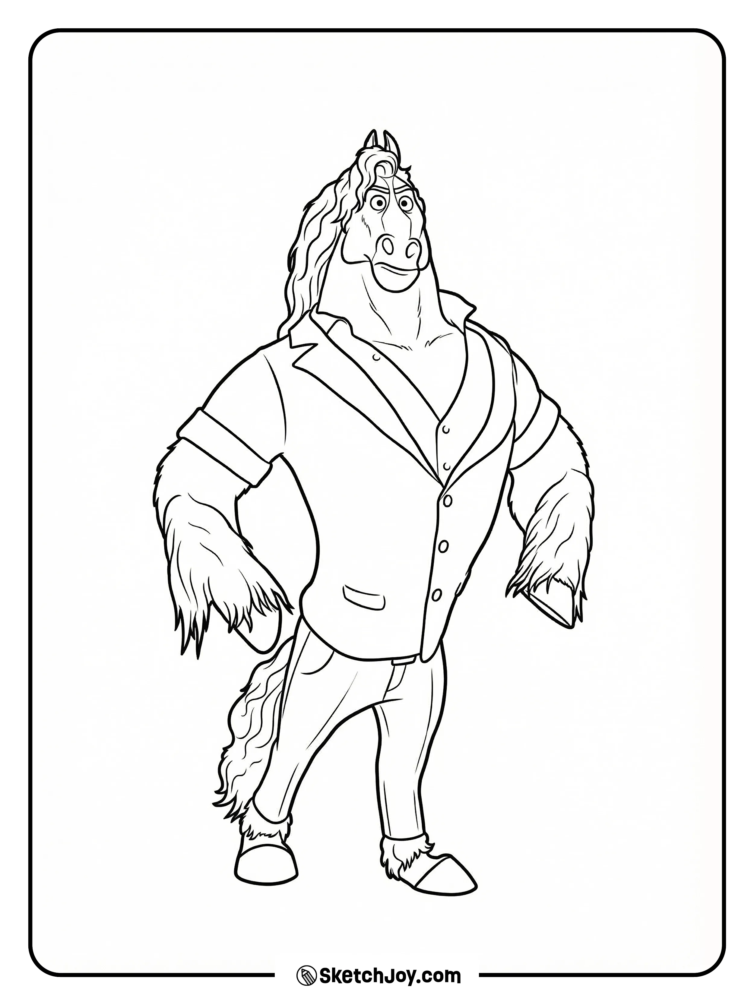 A tall horse citizen from Zootopia 2 stands proud with hands on hips and long hair flowing.