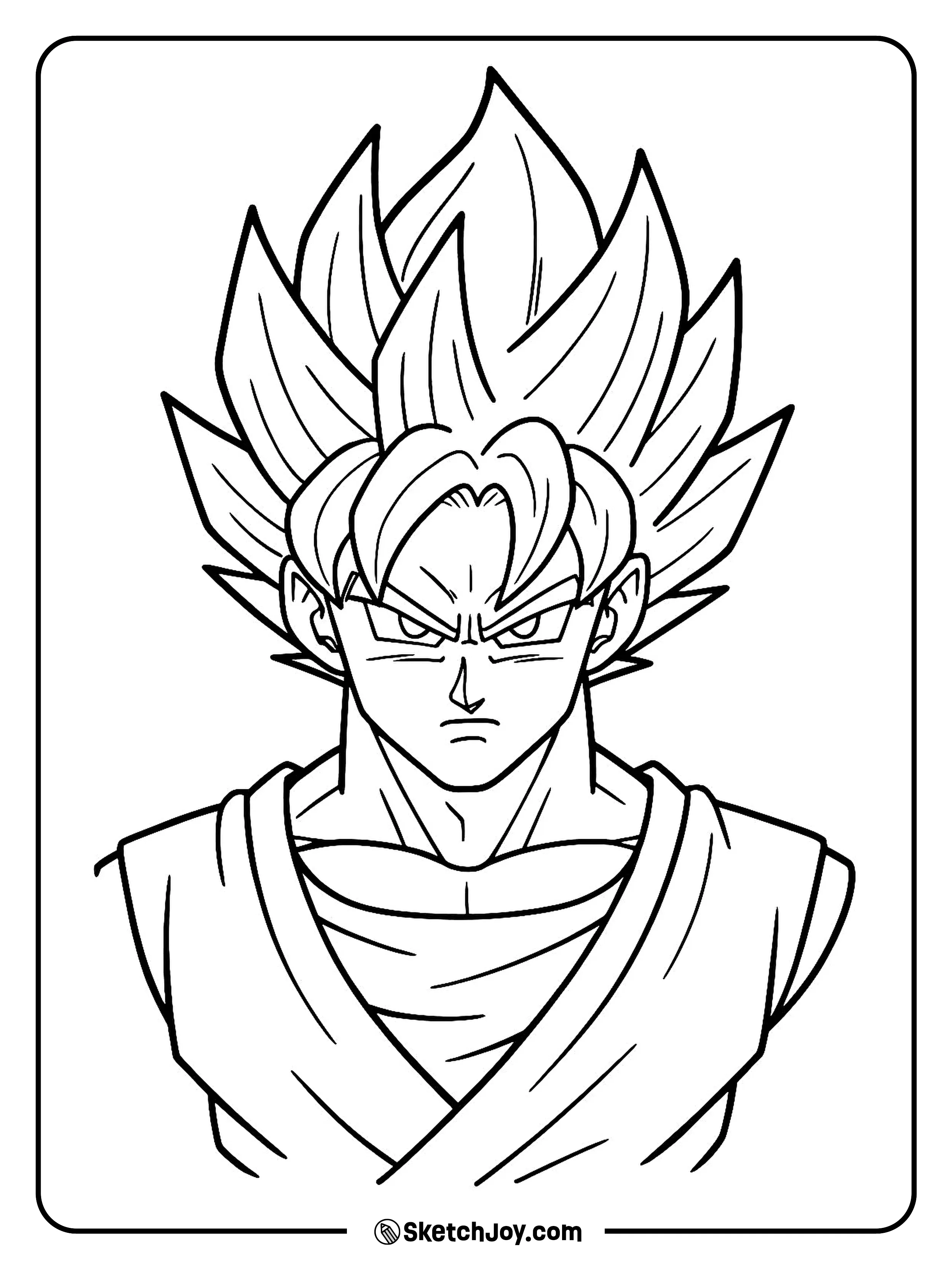 Close-up of Goku with sharp hair and focused eyes.