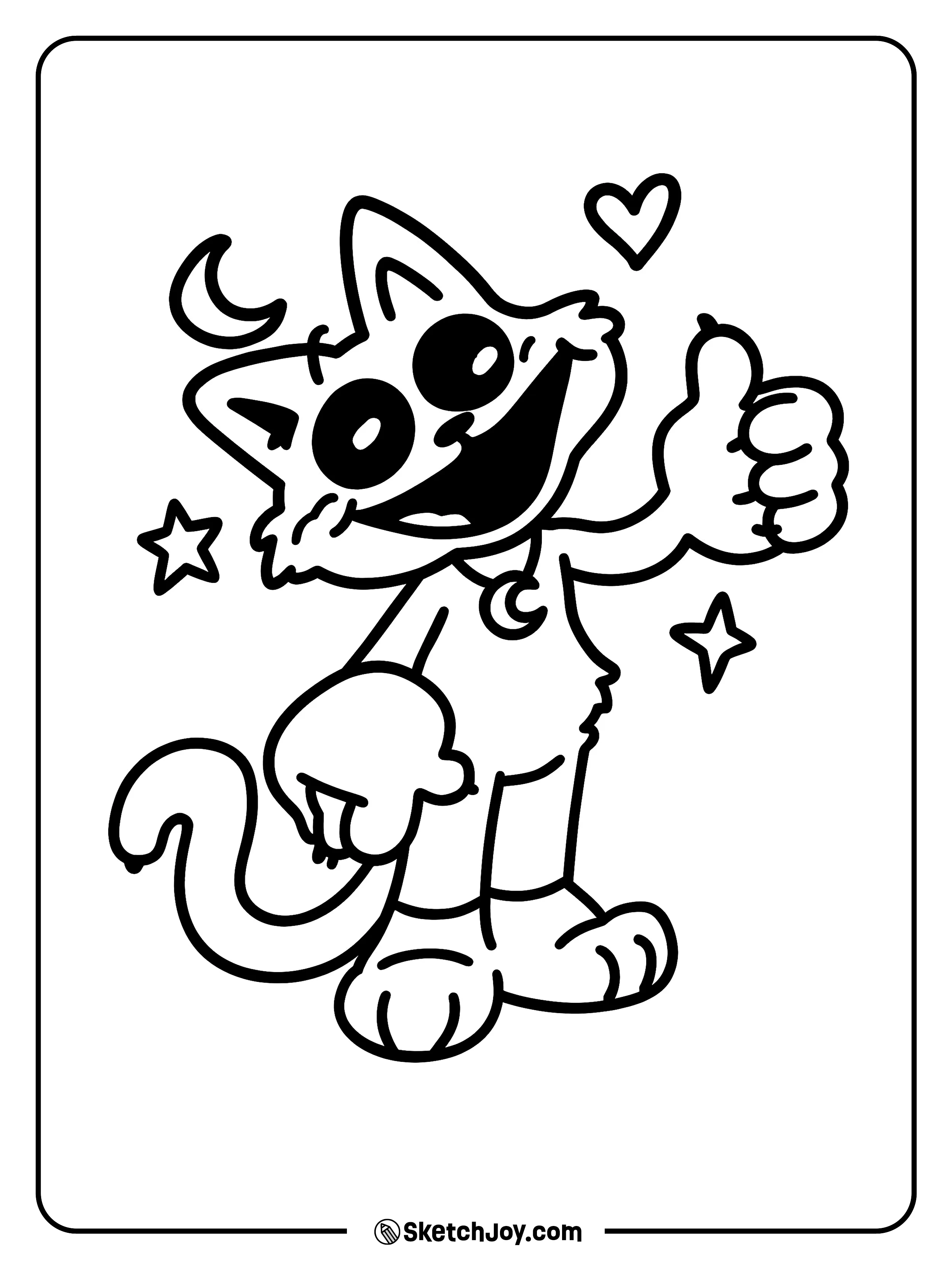 Toy CatNap gives a big thumbs up with stars and a moon around him.