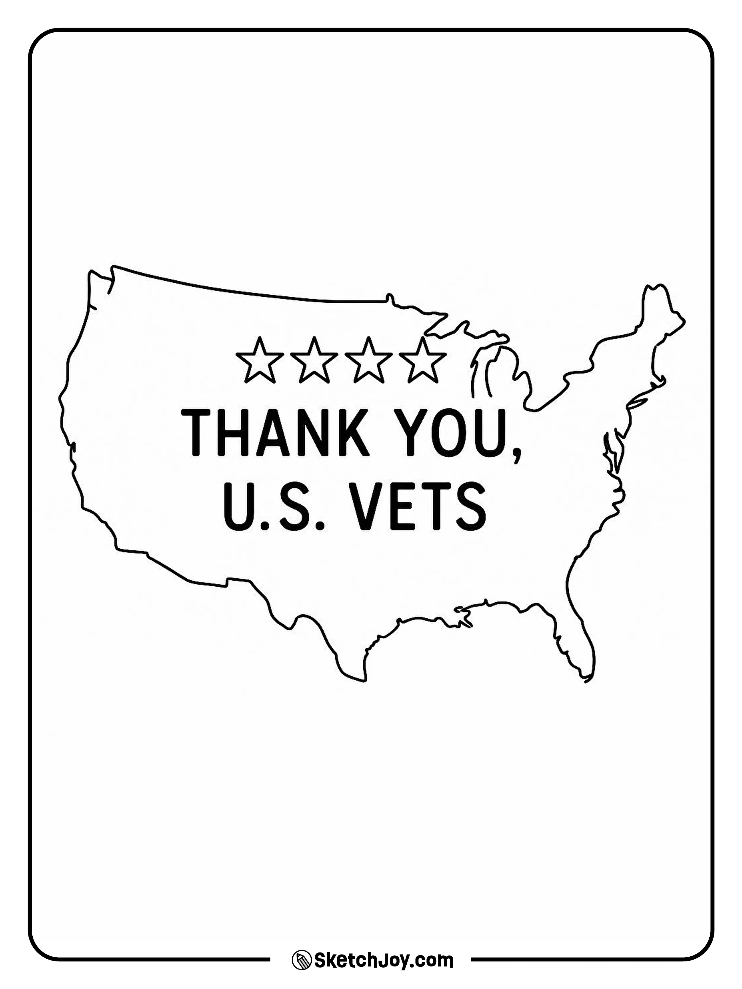 The U.S. outline with a short thank-you line.