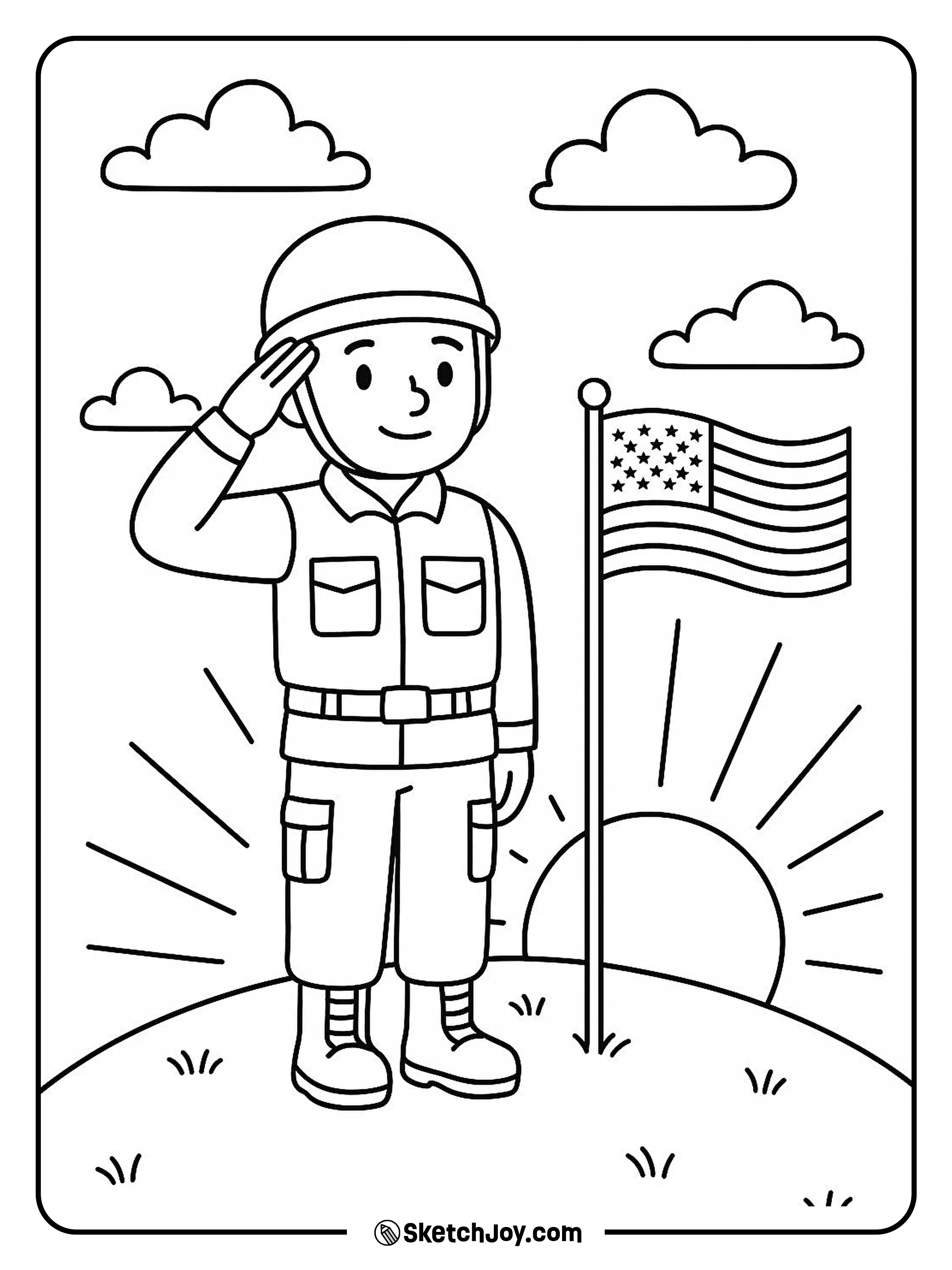 A U.S. service member salutes as the sun comes up.