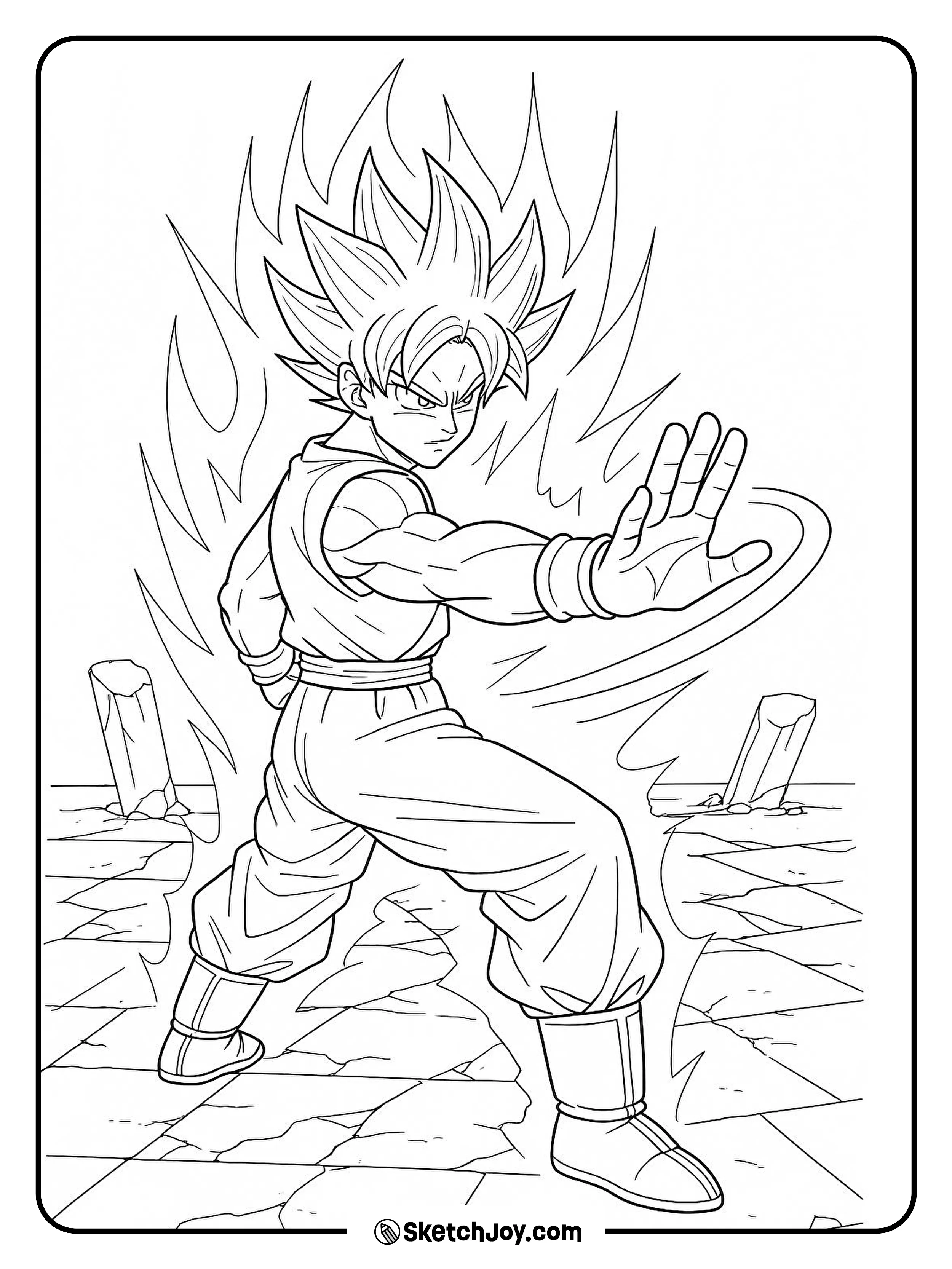 Goku brushes an attack aside with one open hand.