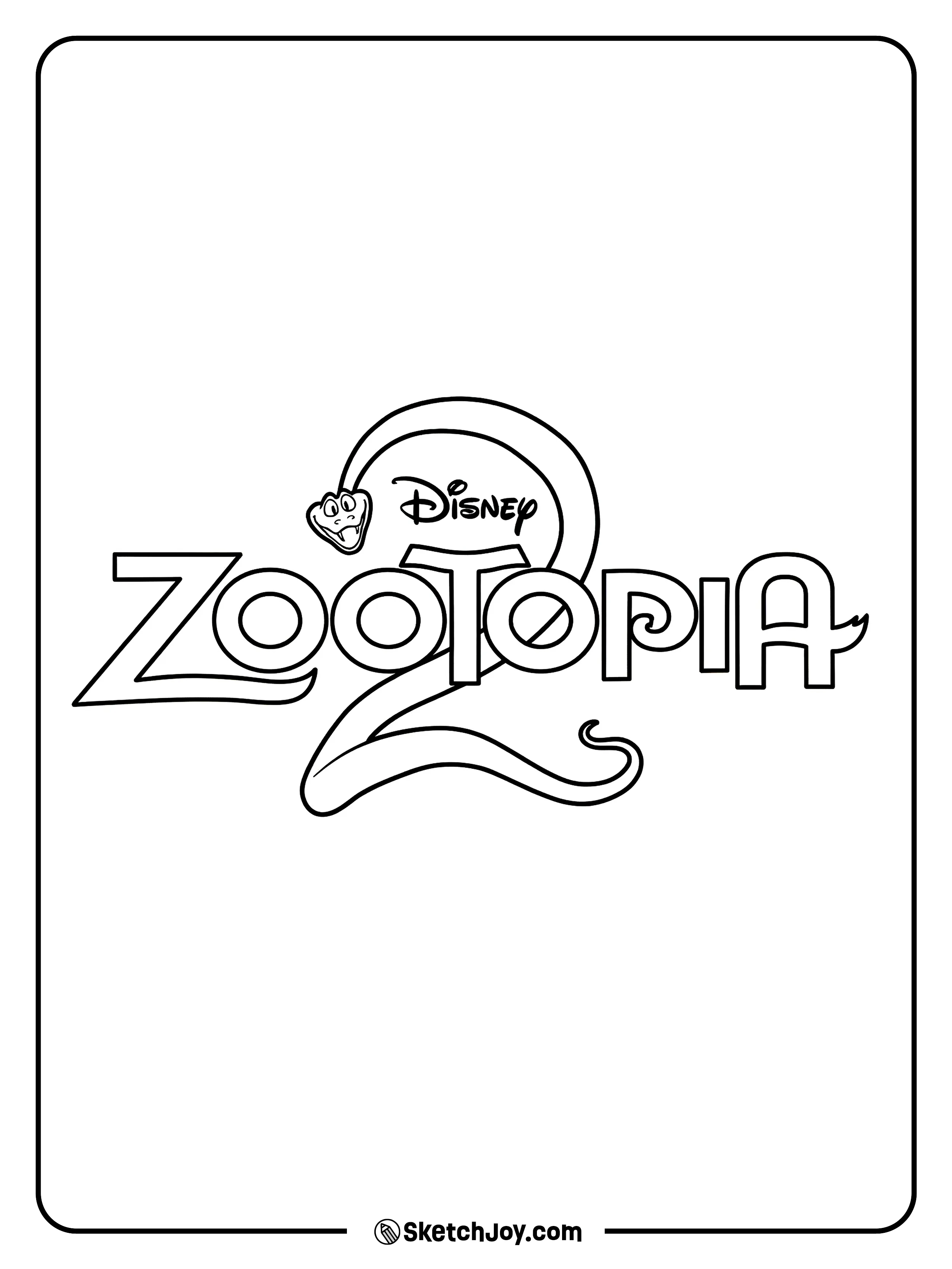 The Zootopia 2 logo curves across the center while Gary De'Snake loops around the number two.