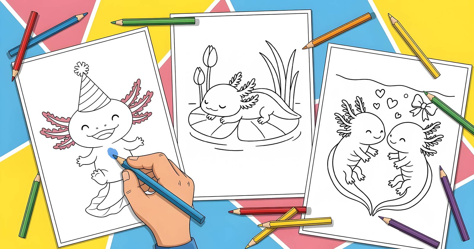 Printable Coloring Pages for Axolotl