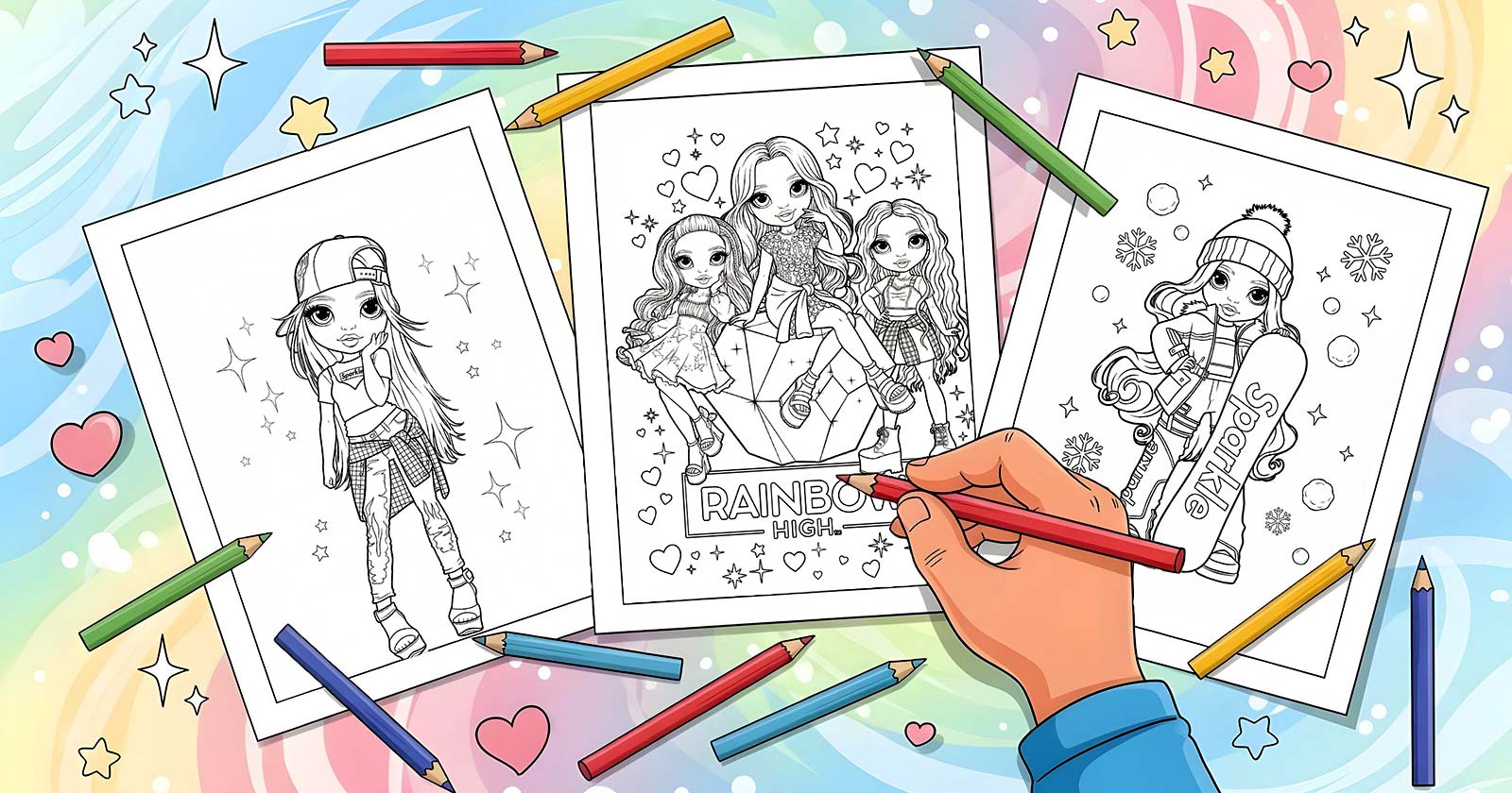 Printable Coloring Pages for Rainbow High