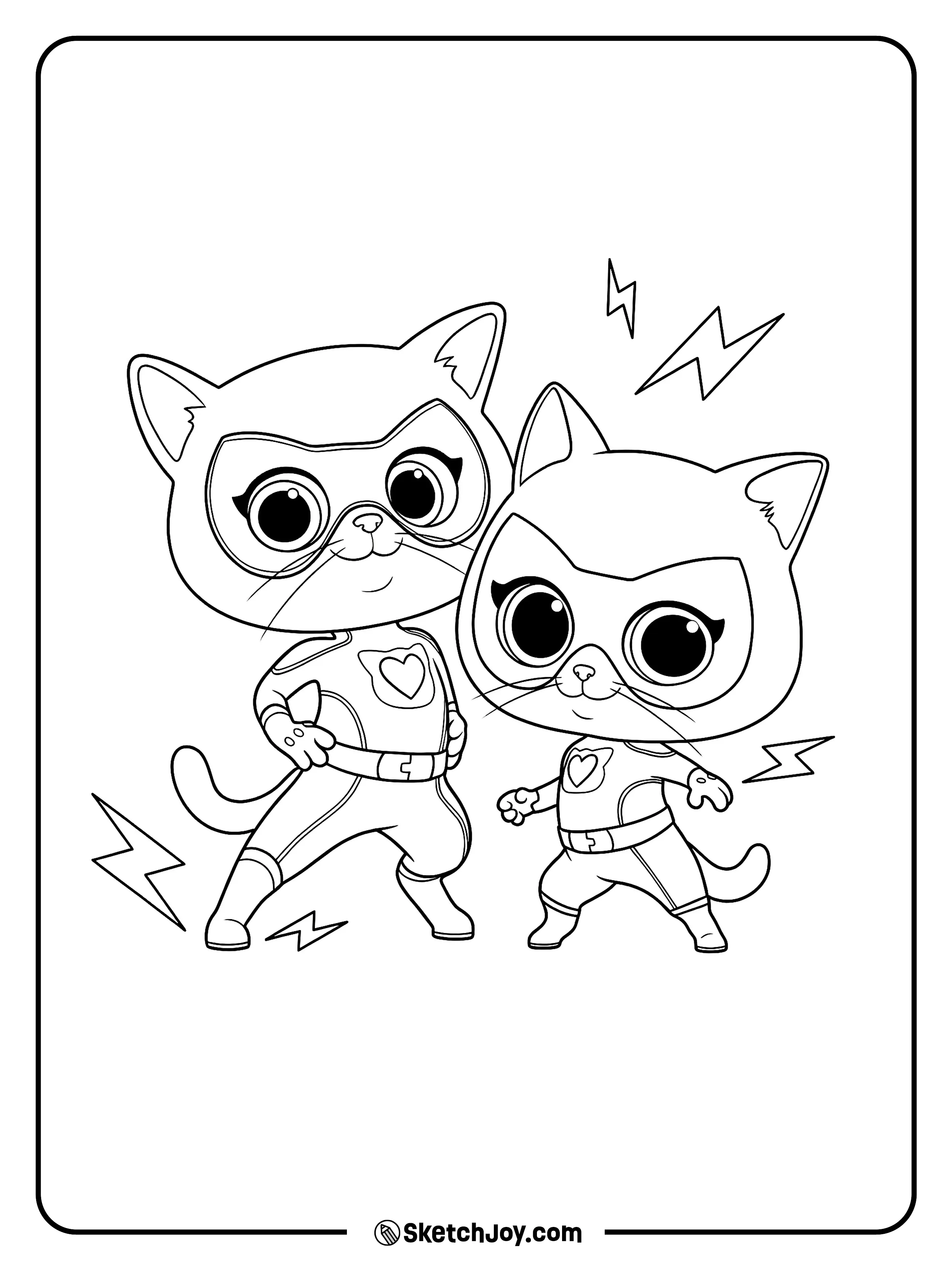 Buddy and Bitsy stand ready together with small lightning marks around them.