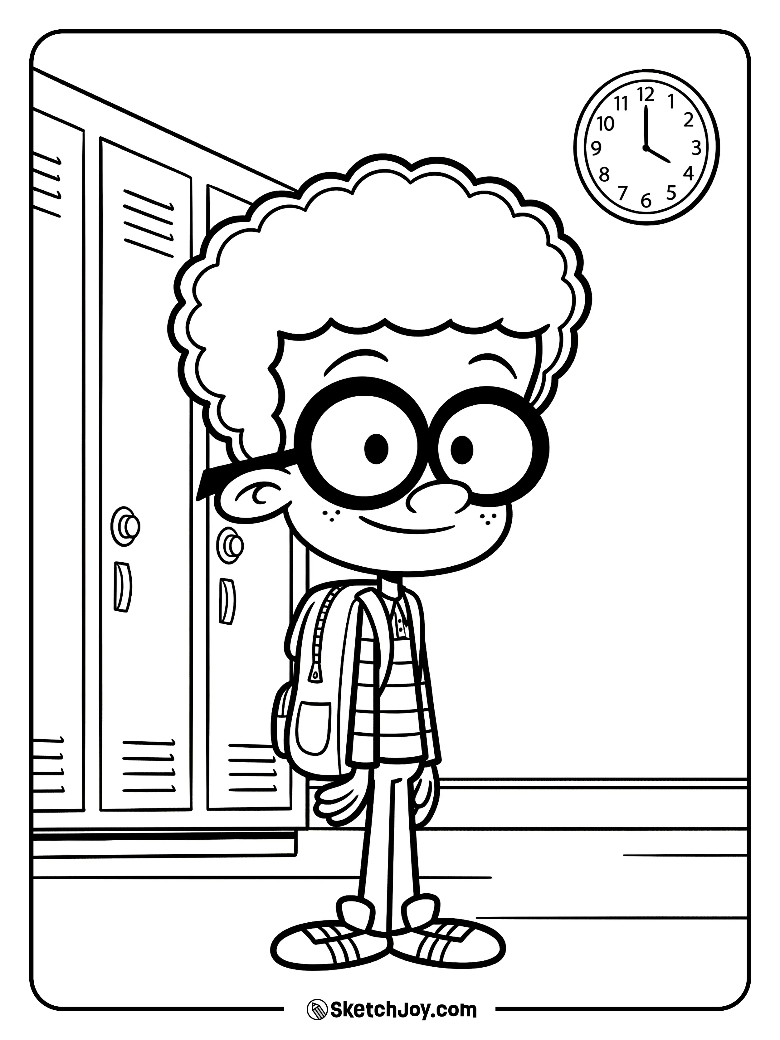 Clyde smiles as he heads to class with his backpack.