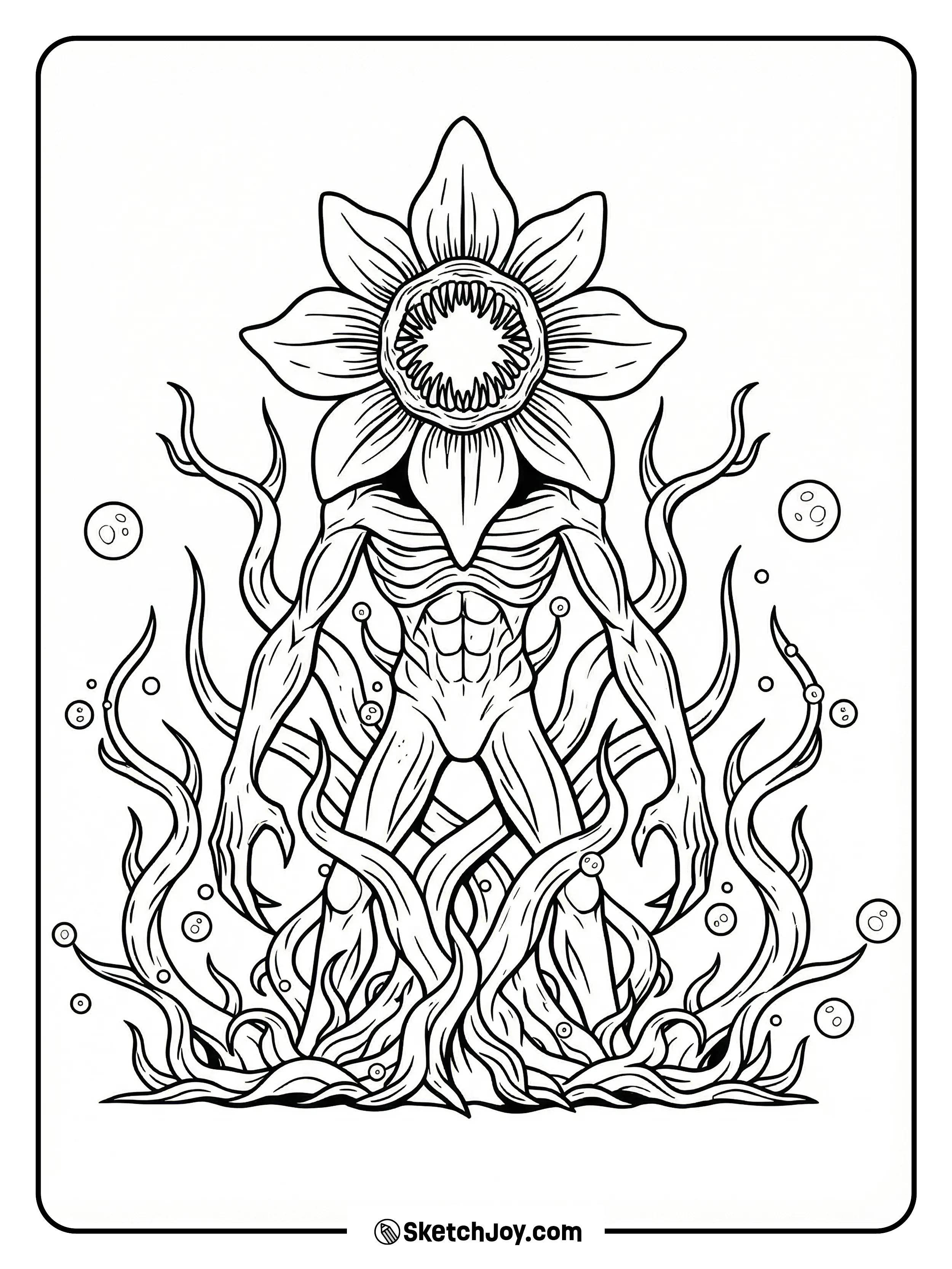 The Demogorgon stands tall with its open flower head.