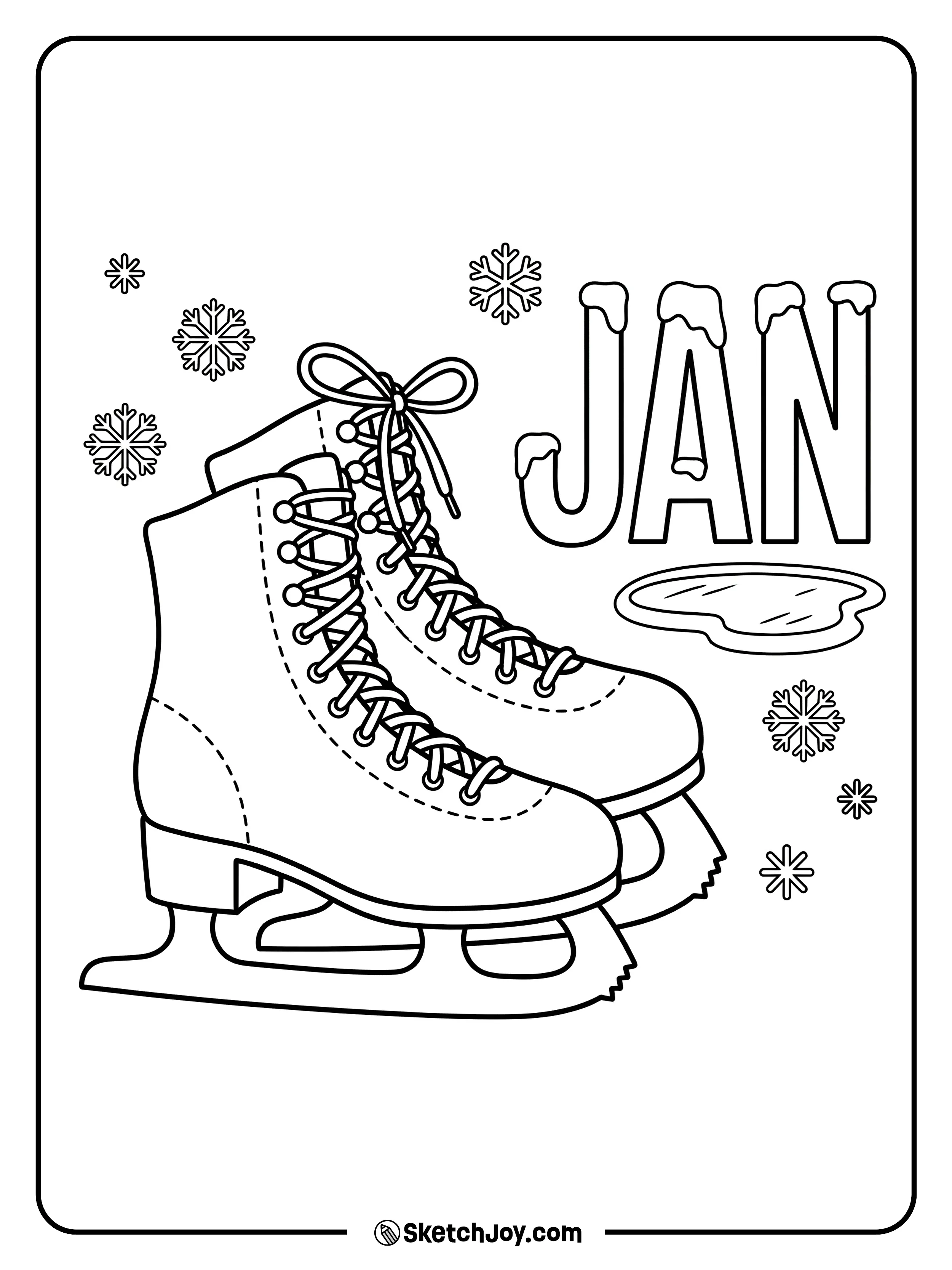 A pair of skates appears next to snow-cap JAN letters.