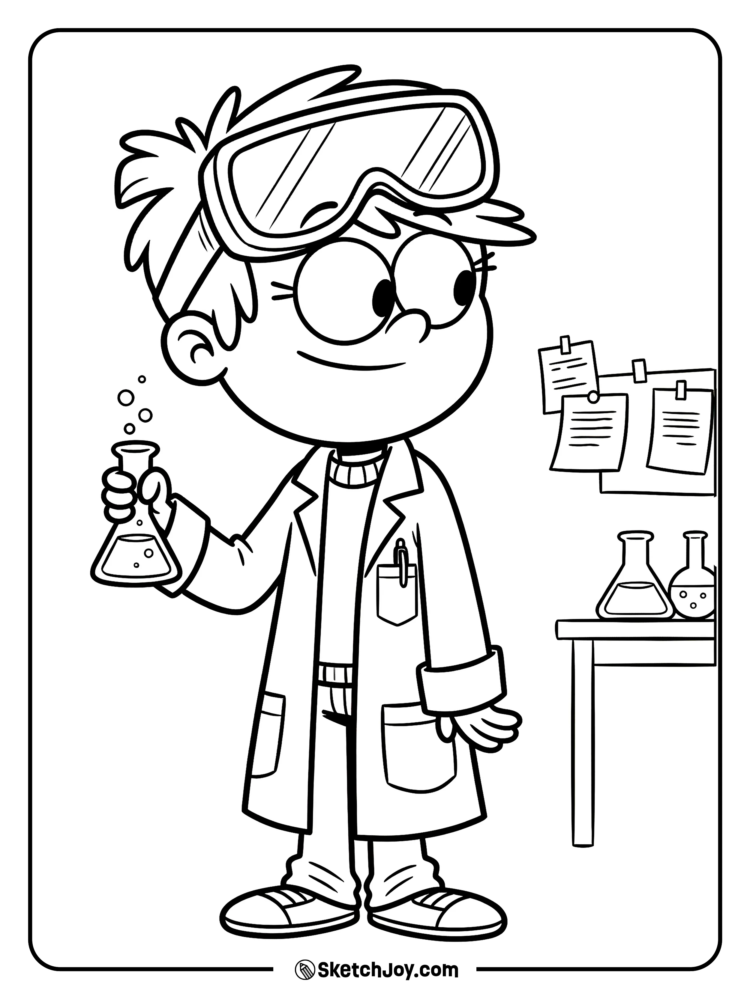 Lisa shows off a smart idea with her lab gear on.