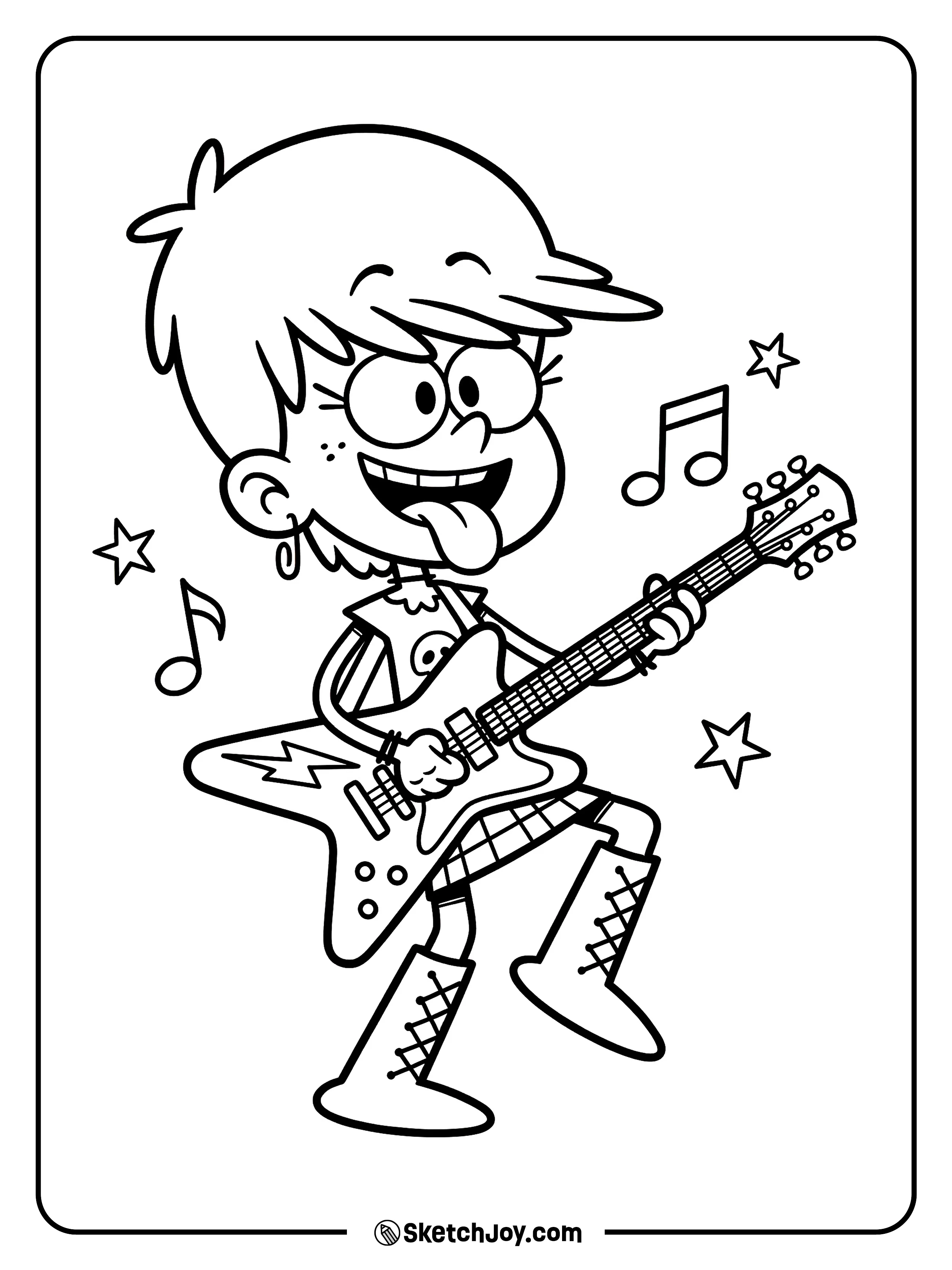 Luna plays her guitar like she’s on a real stage.