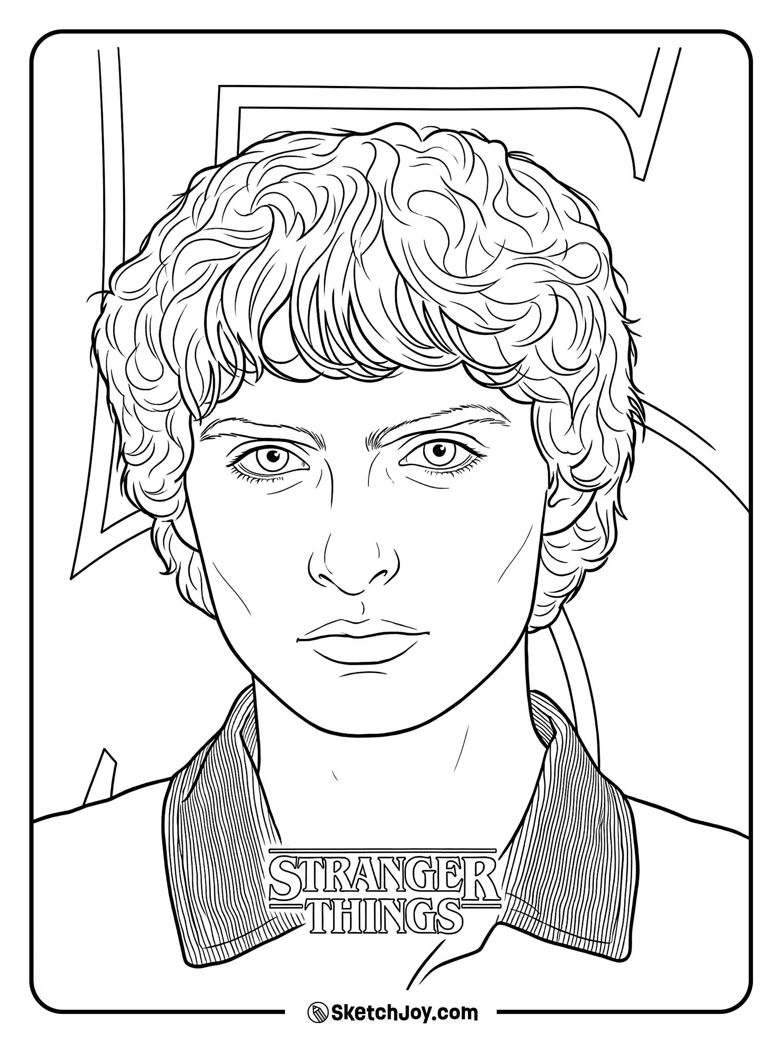 Mike Wheeler in Season 5 looks straight ahead with a calm expression.