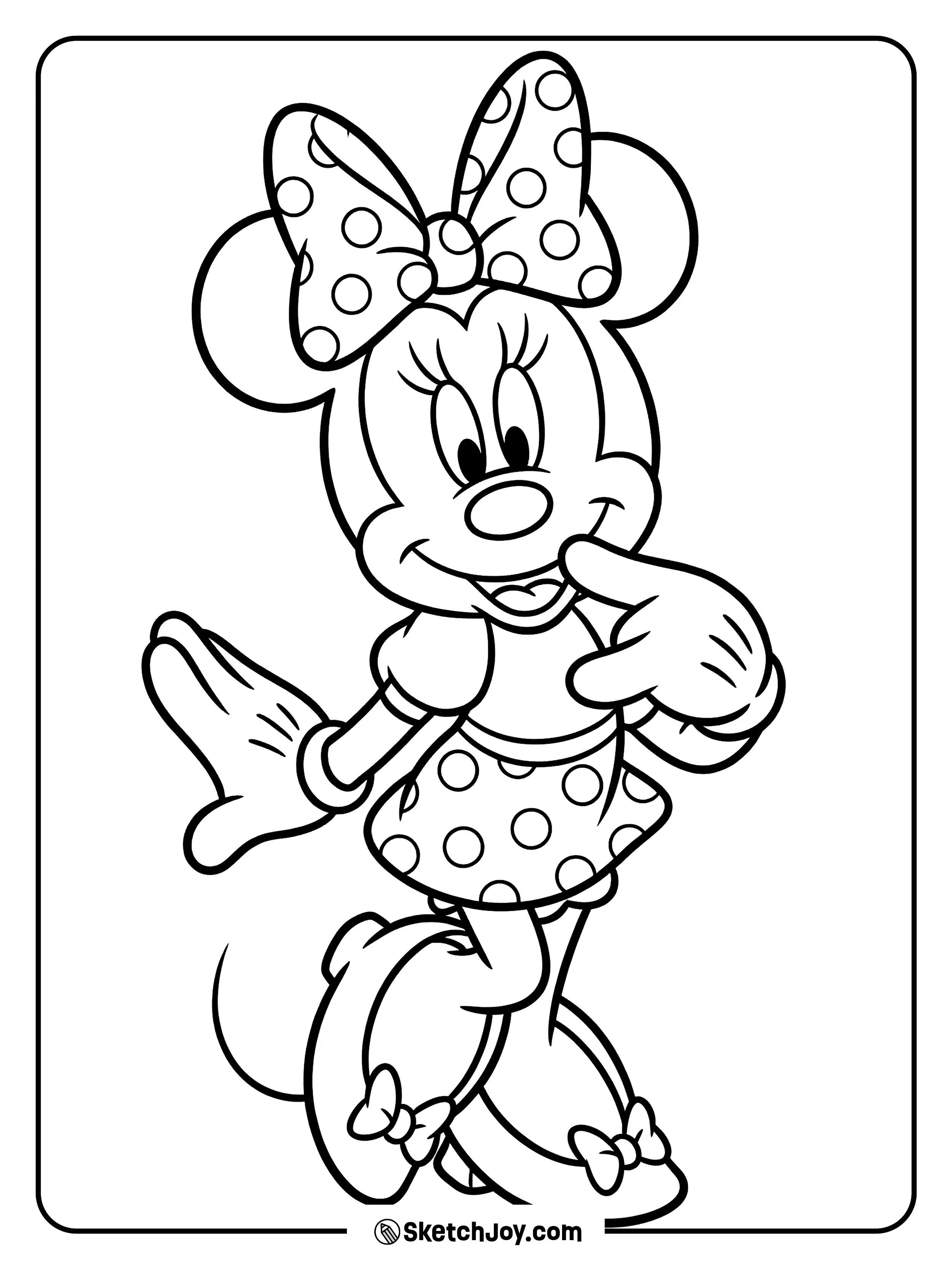 Minnie sends a kiss with a cute hand pose.