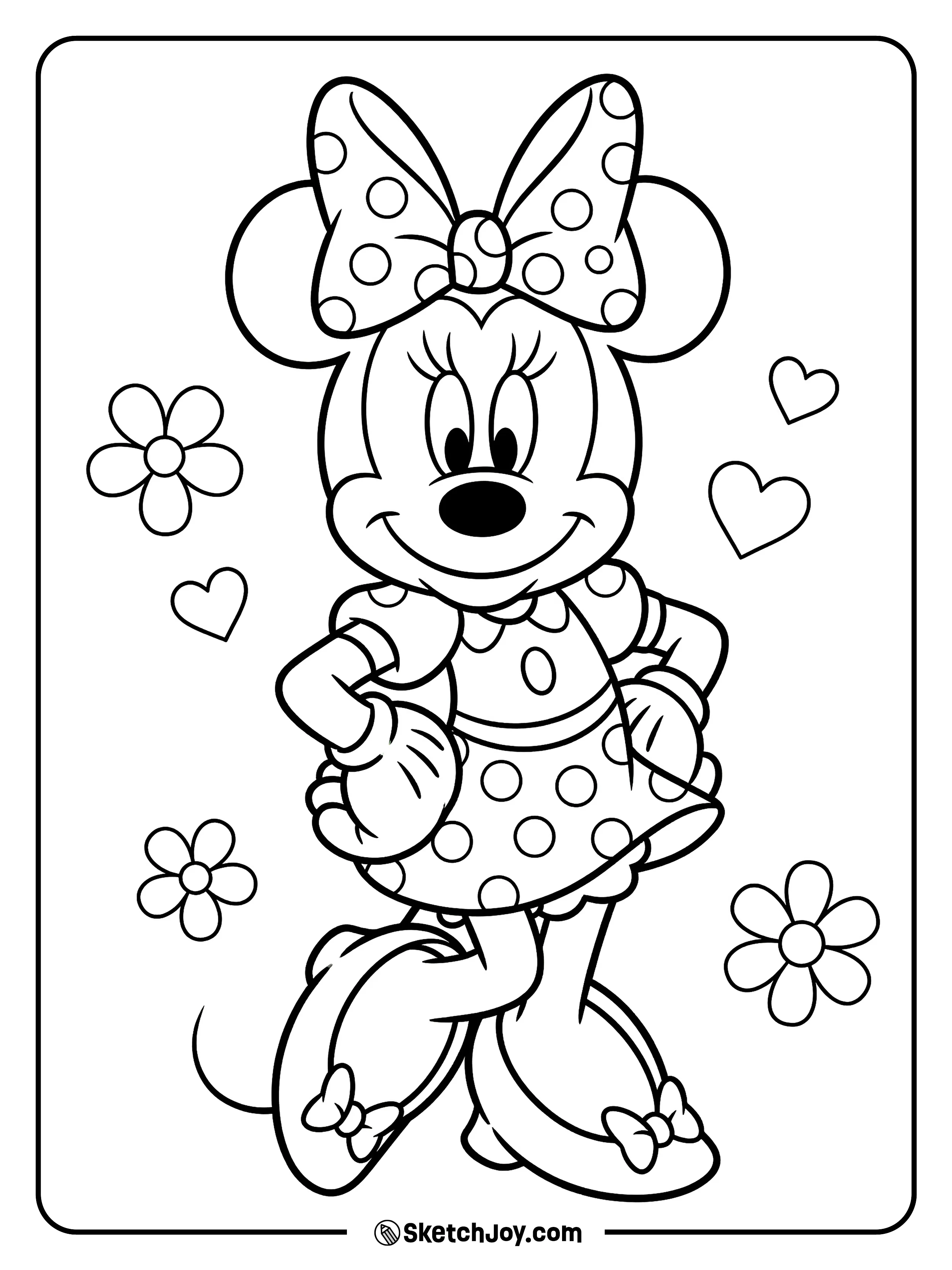 Minnie stands proud with her classic bow and smile.