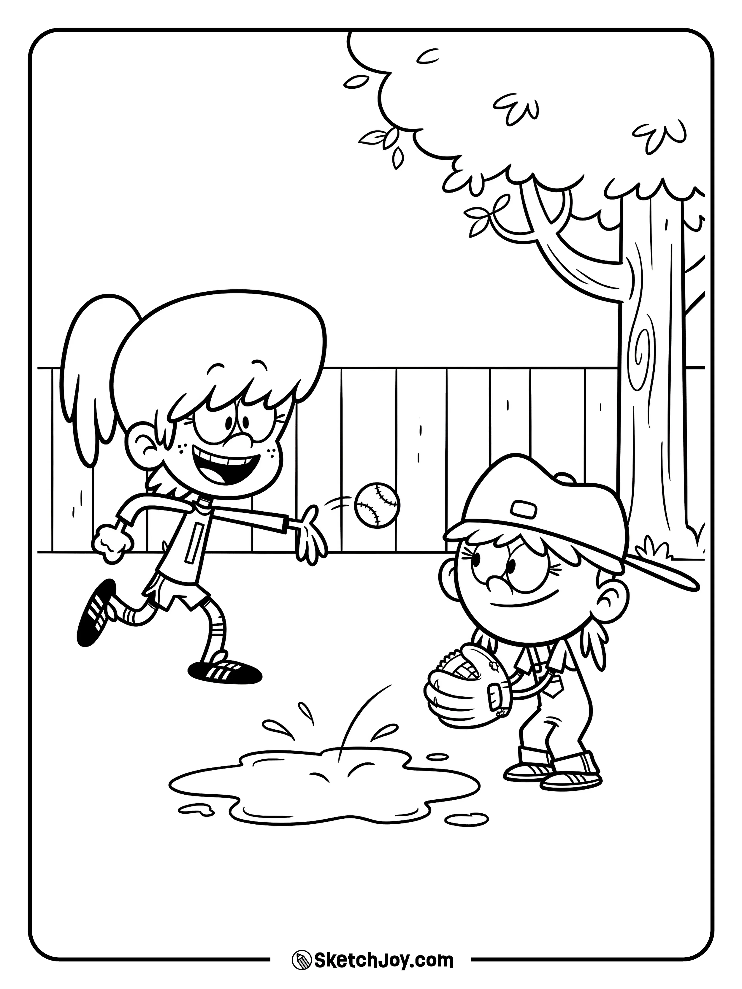Lynn Jr and Lana have fun playing catch outside.