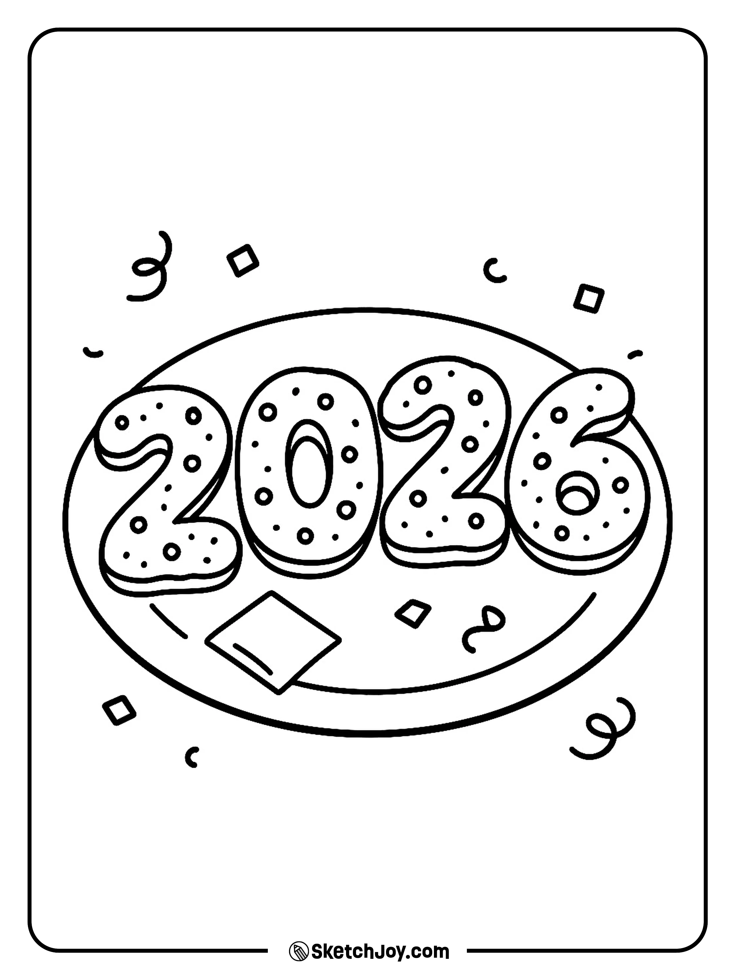 A plate of number cookies spells 2026.