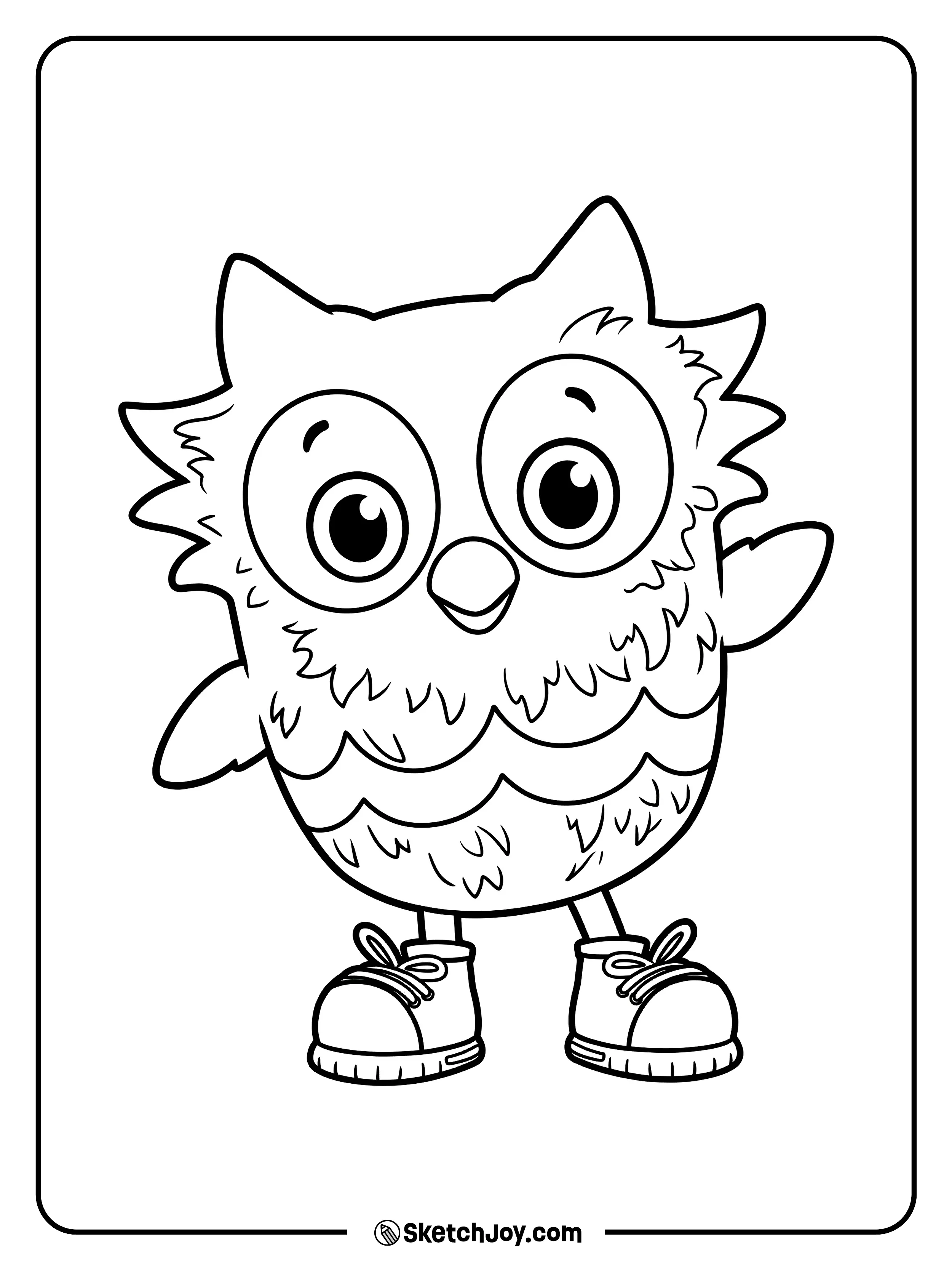 O the Owl stands tall and waves.