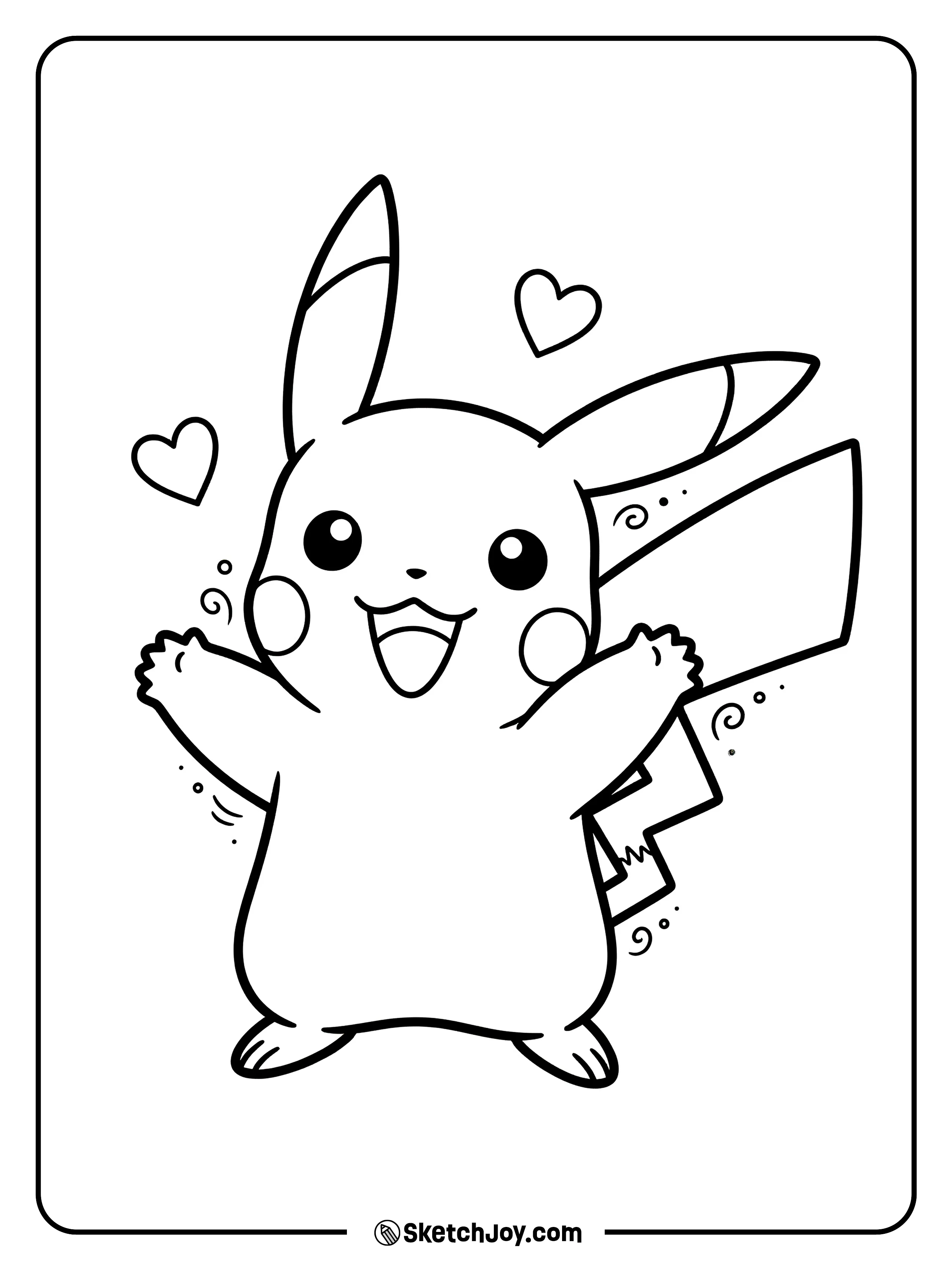 Pikachu holds its paws out like it wants a hug.