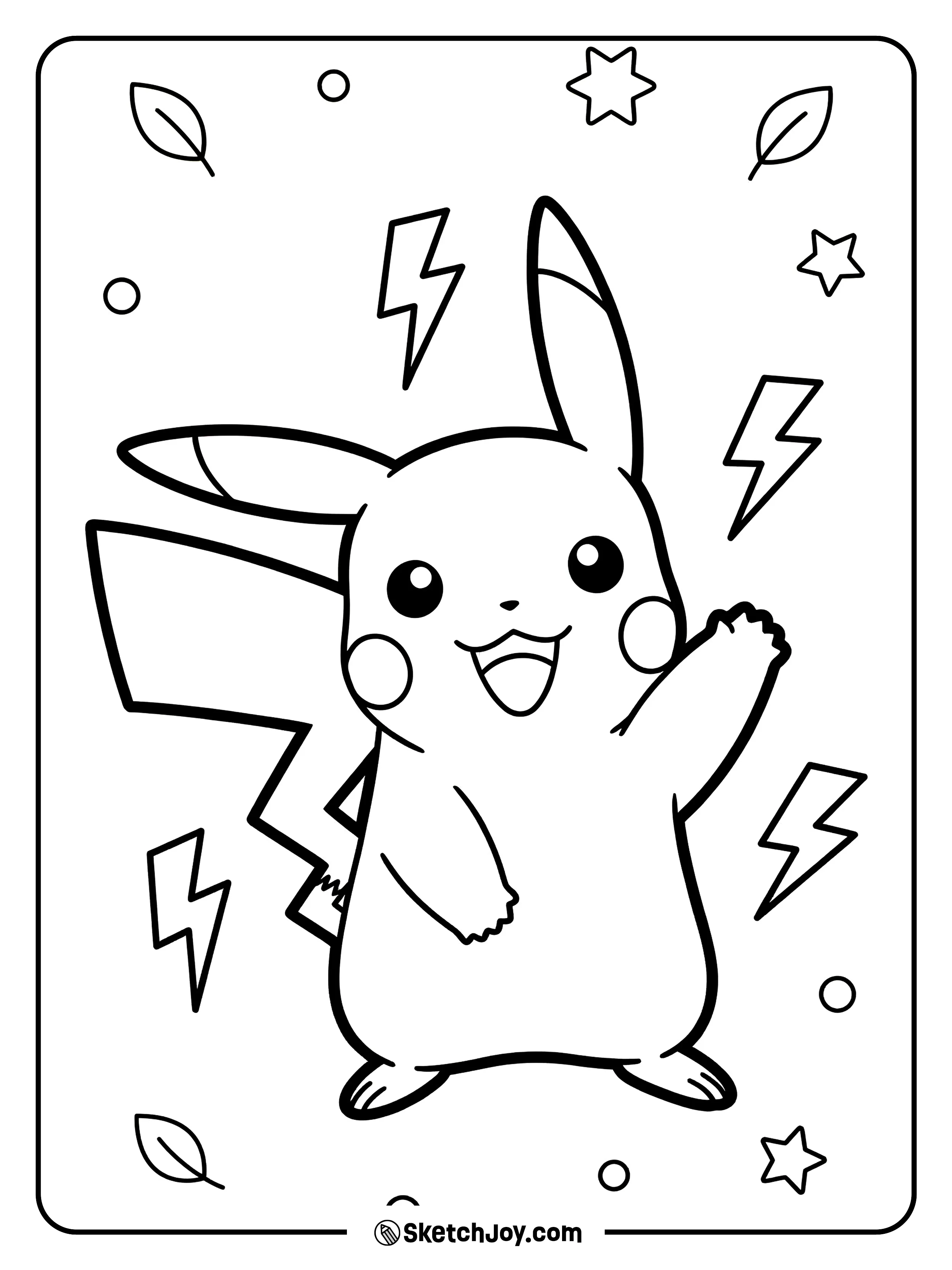 Pikachu strikes a strong pose before a lightning move.