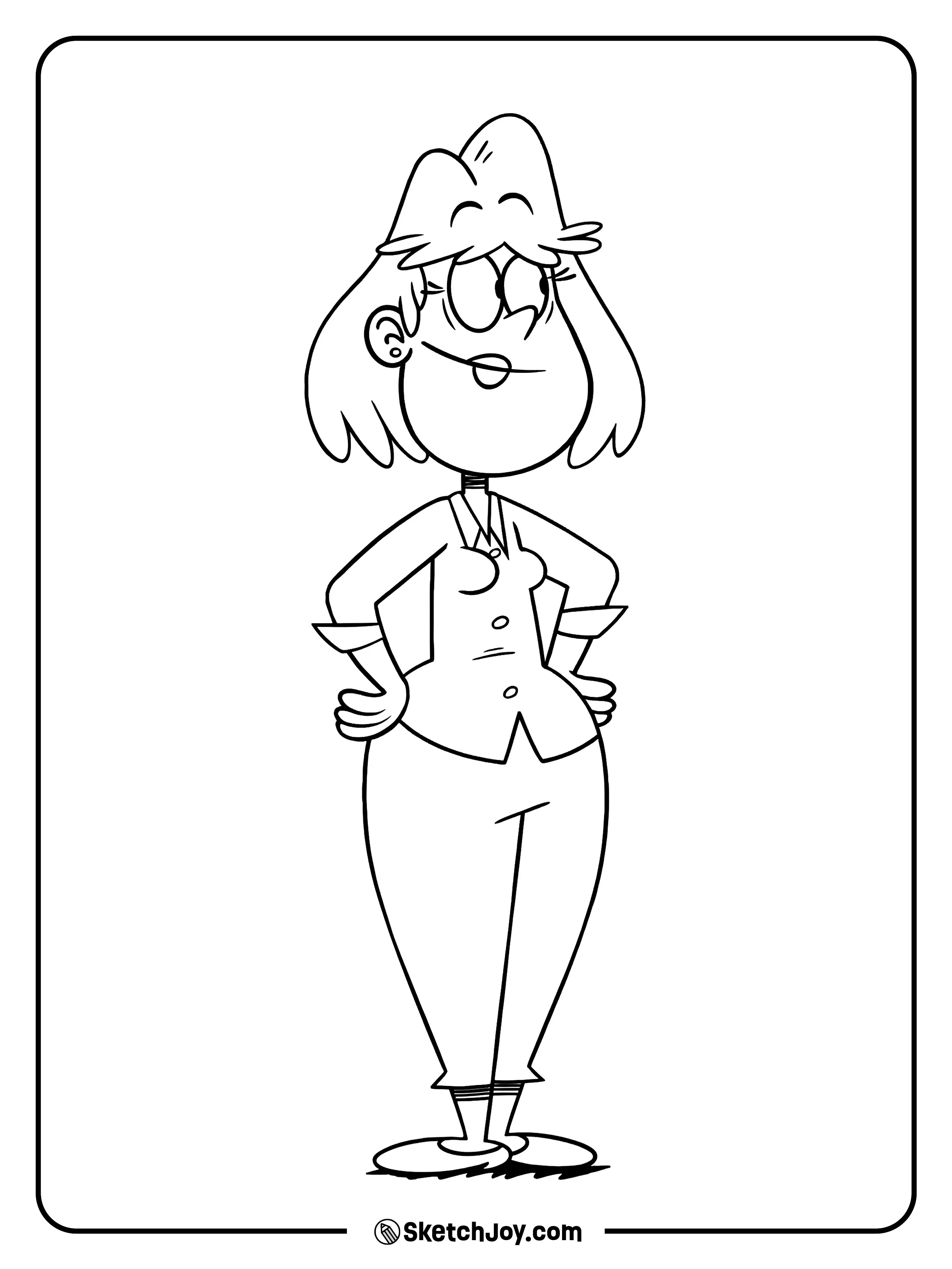 Rita Loud stands with her hands on her hips and a proud smile.