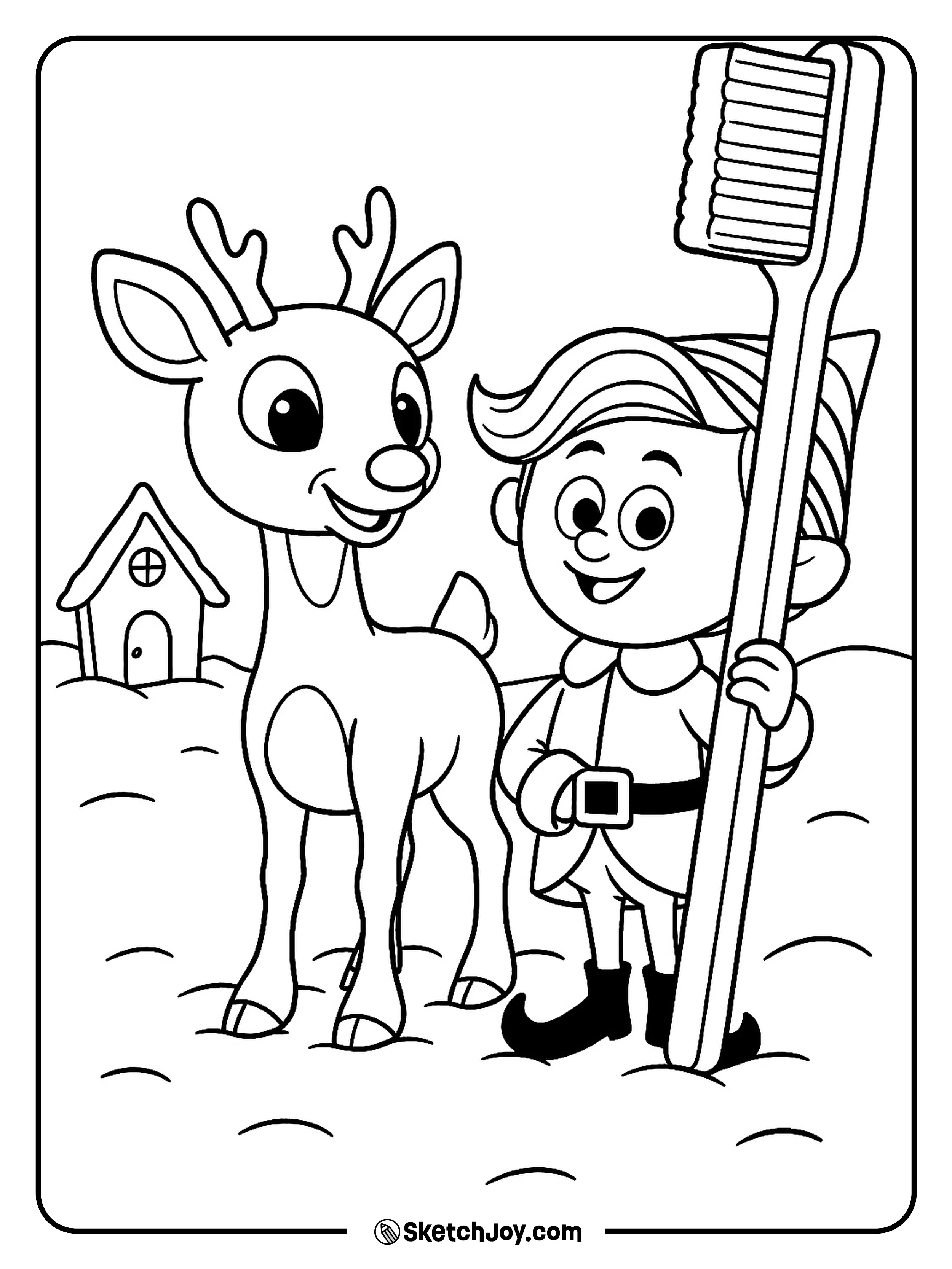 Rudolph chats with Hermey the elf who dreams of being a dentist.